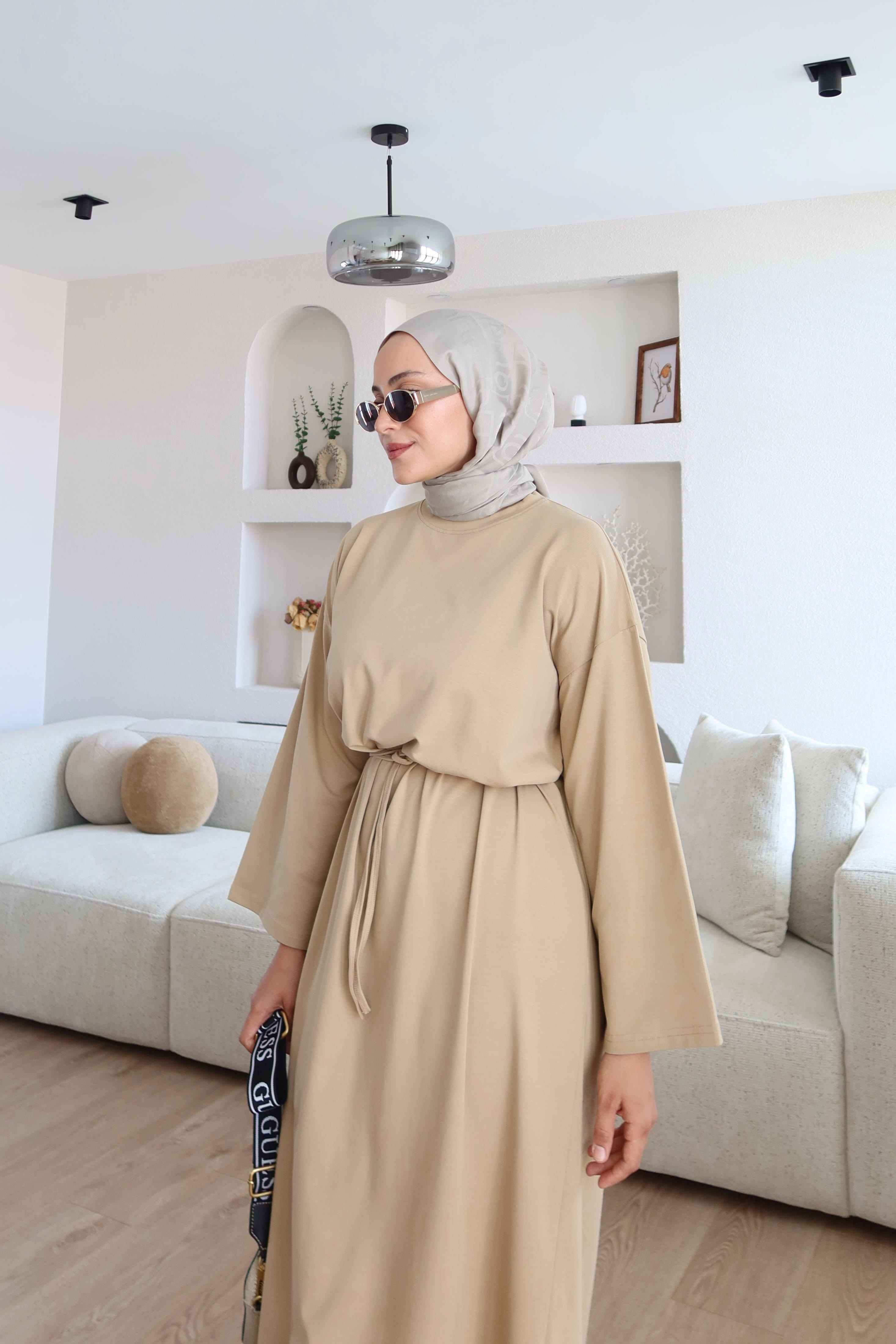 Kimono Kol Penye Elbise Camel (Ön Sipariş)