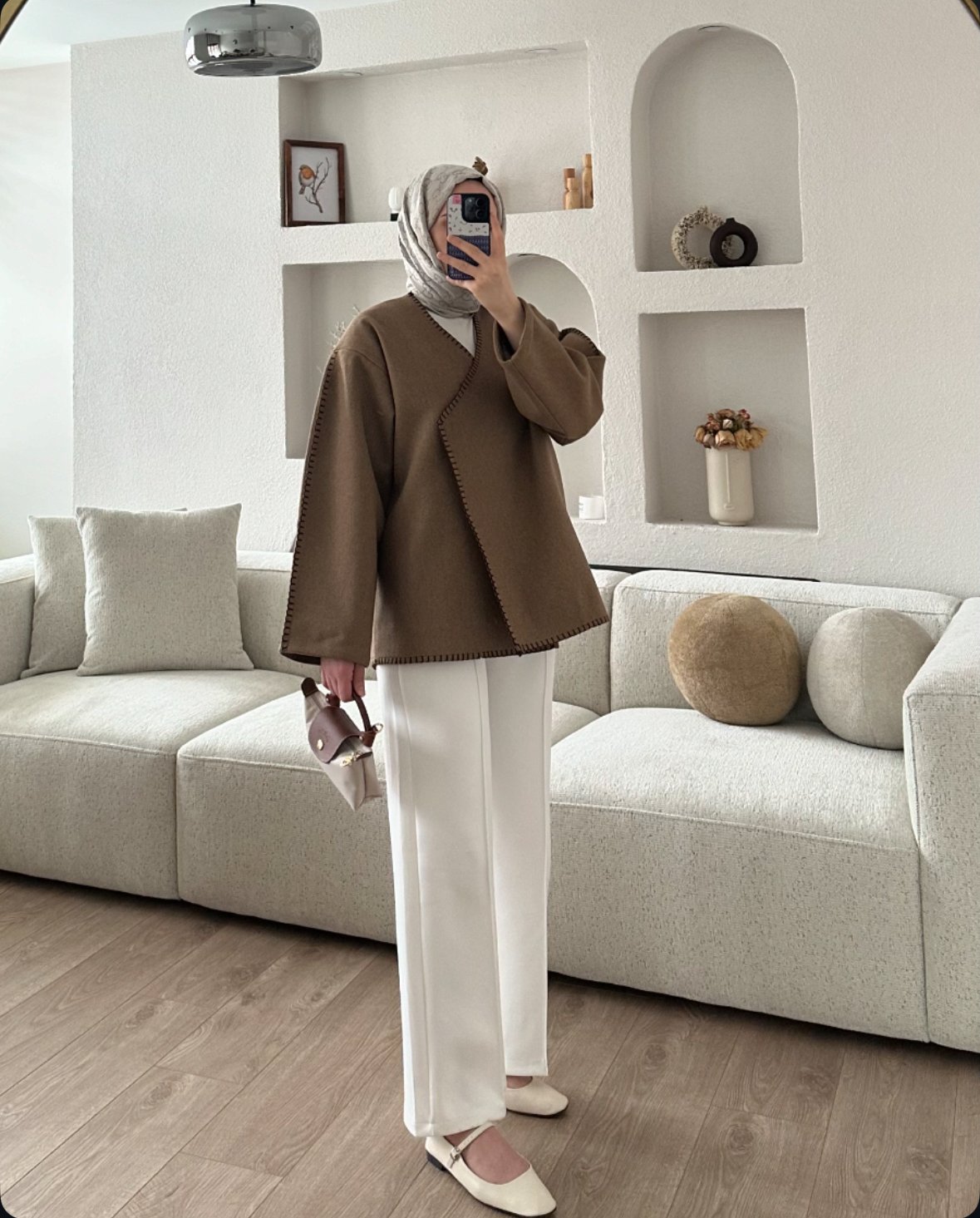 Premium Dikişli Kaşe Ceket Camel X Scuba Çımalı Beyaz Pantolon Komin İndirimi