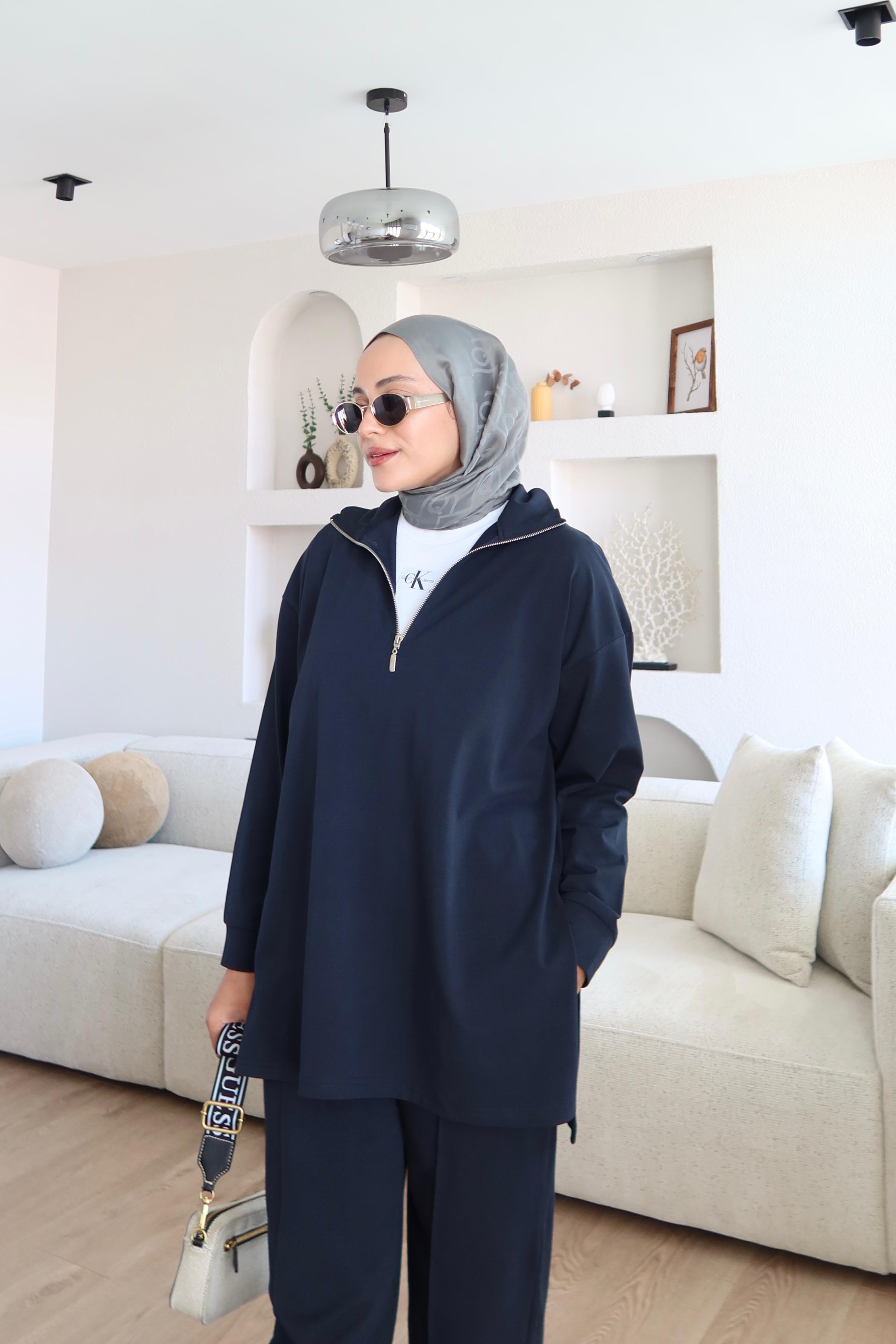 Fermuarlı Basic Üst Lacivert (Ön Sipariş)