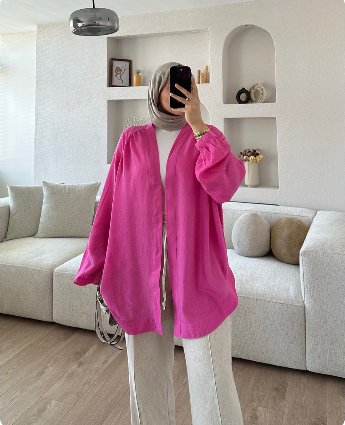 İnce Kumaş Kimono Pembe  main variant image