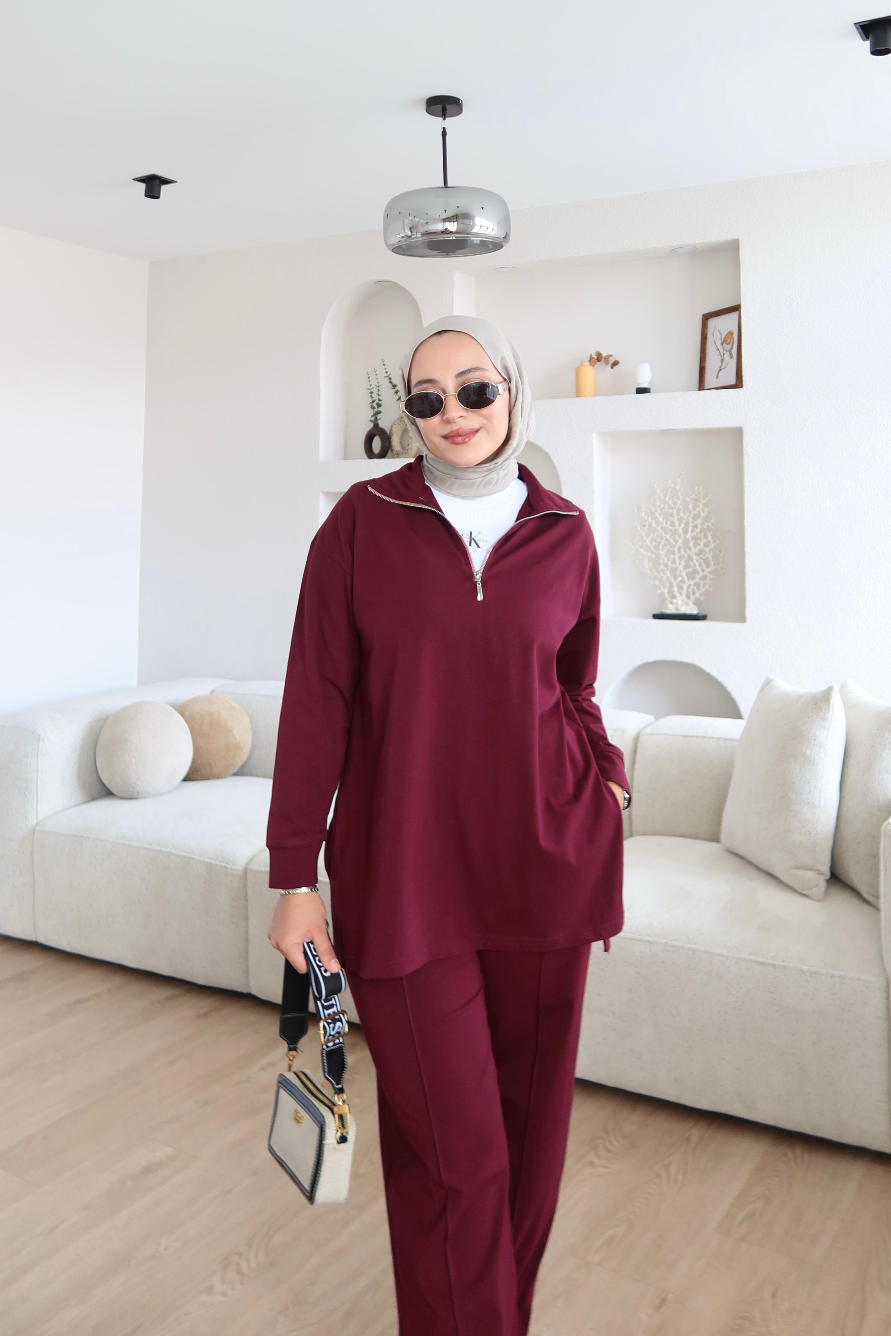 Fermuarlı Basic Takım Bordo (Ön Sipariş)