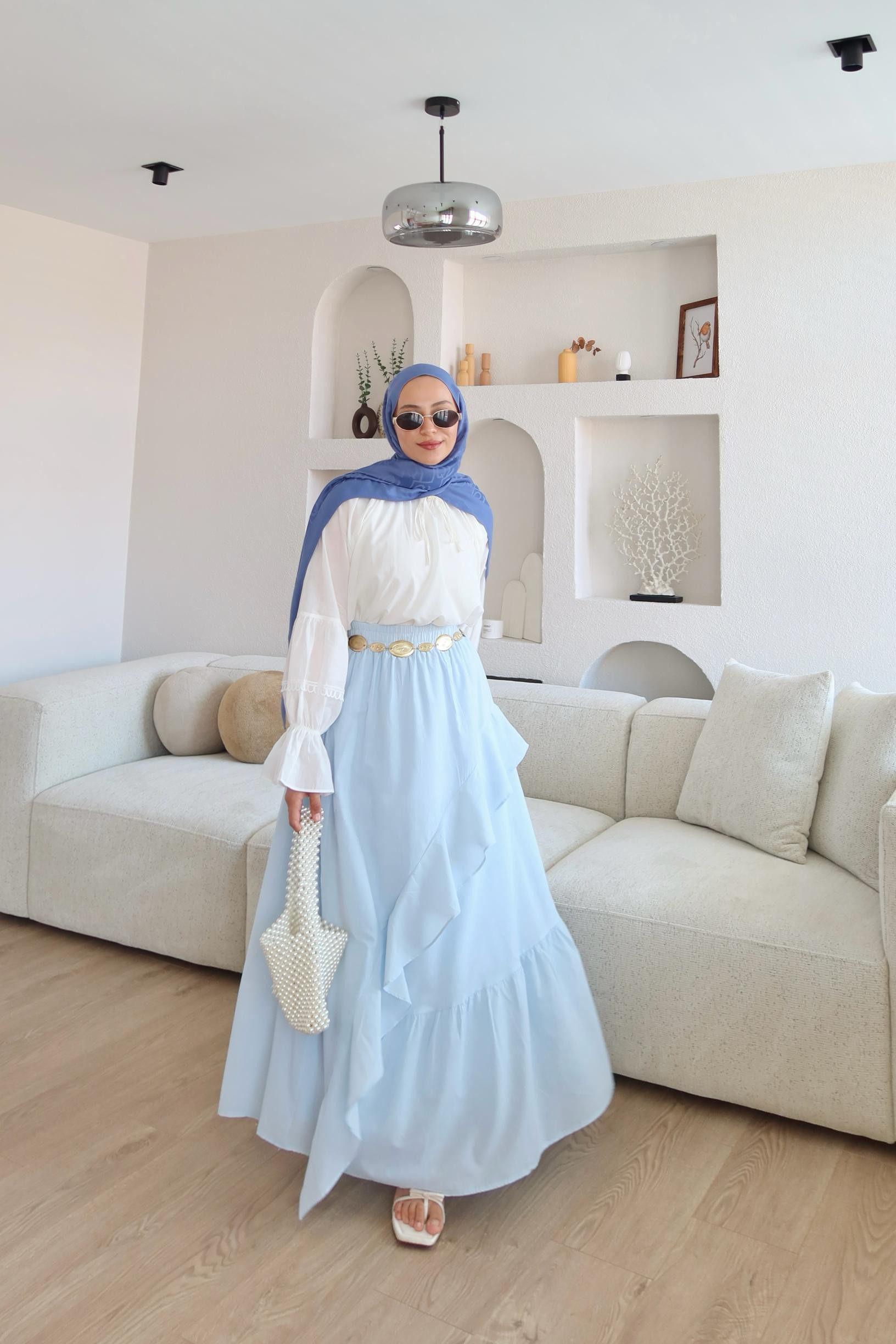 Kimberly Zıt Renkli Vual Takım Bebe Mavisi