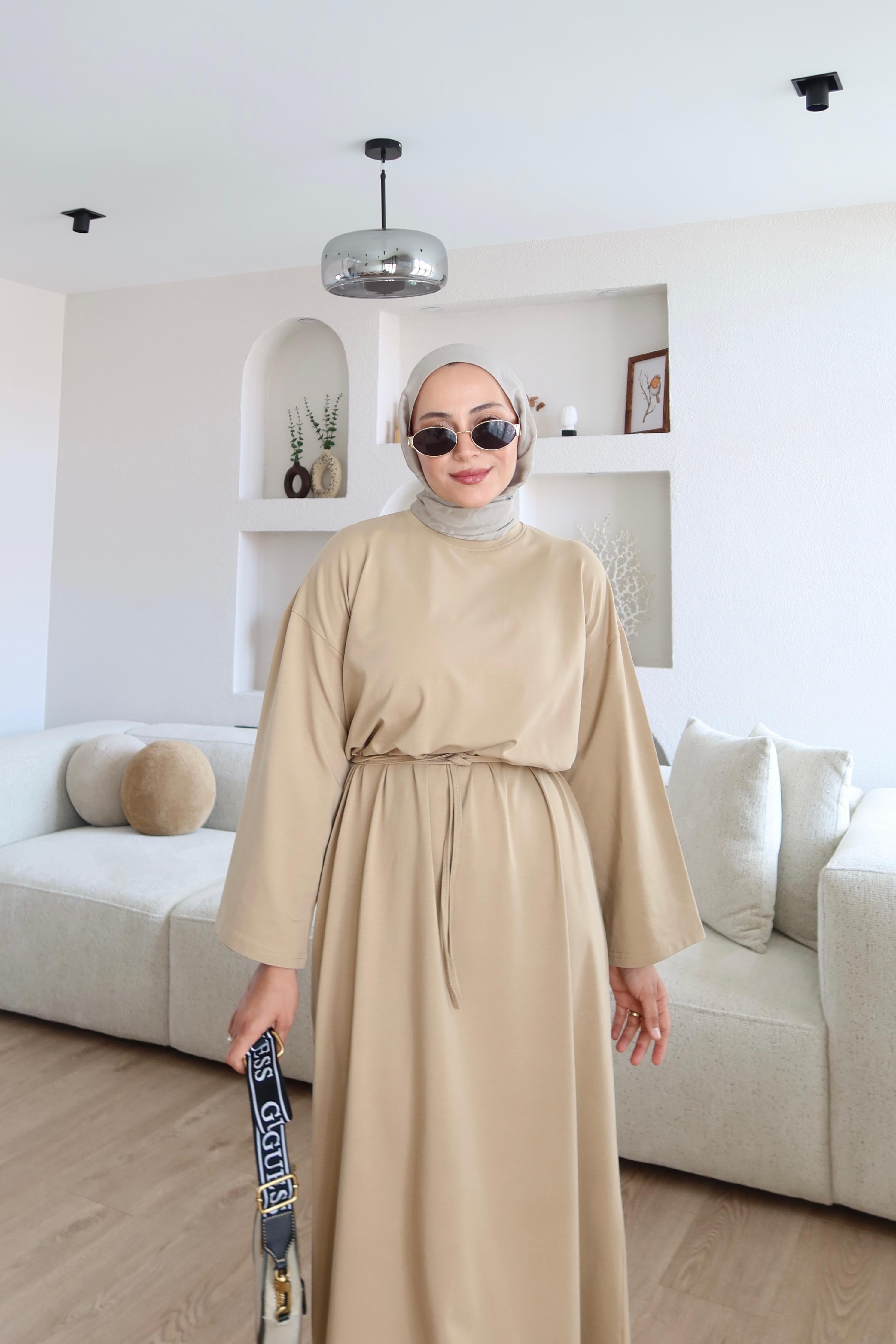 Kimono Kol Penye Elbise Camel (Ön Sipariş)