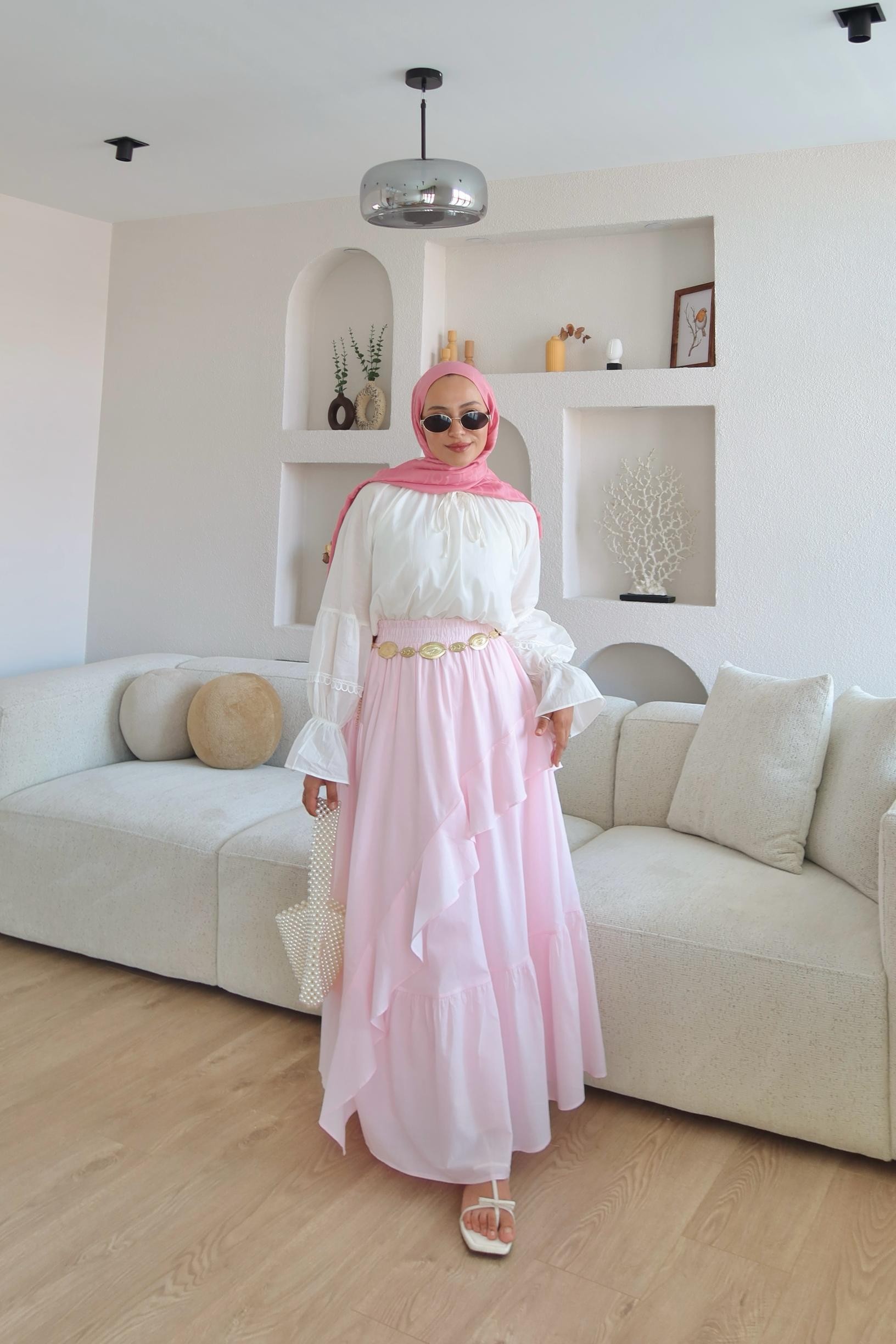 Kimberly Zıt Renkli Vual Takım Şeker Pembesi 