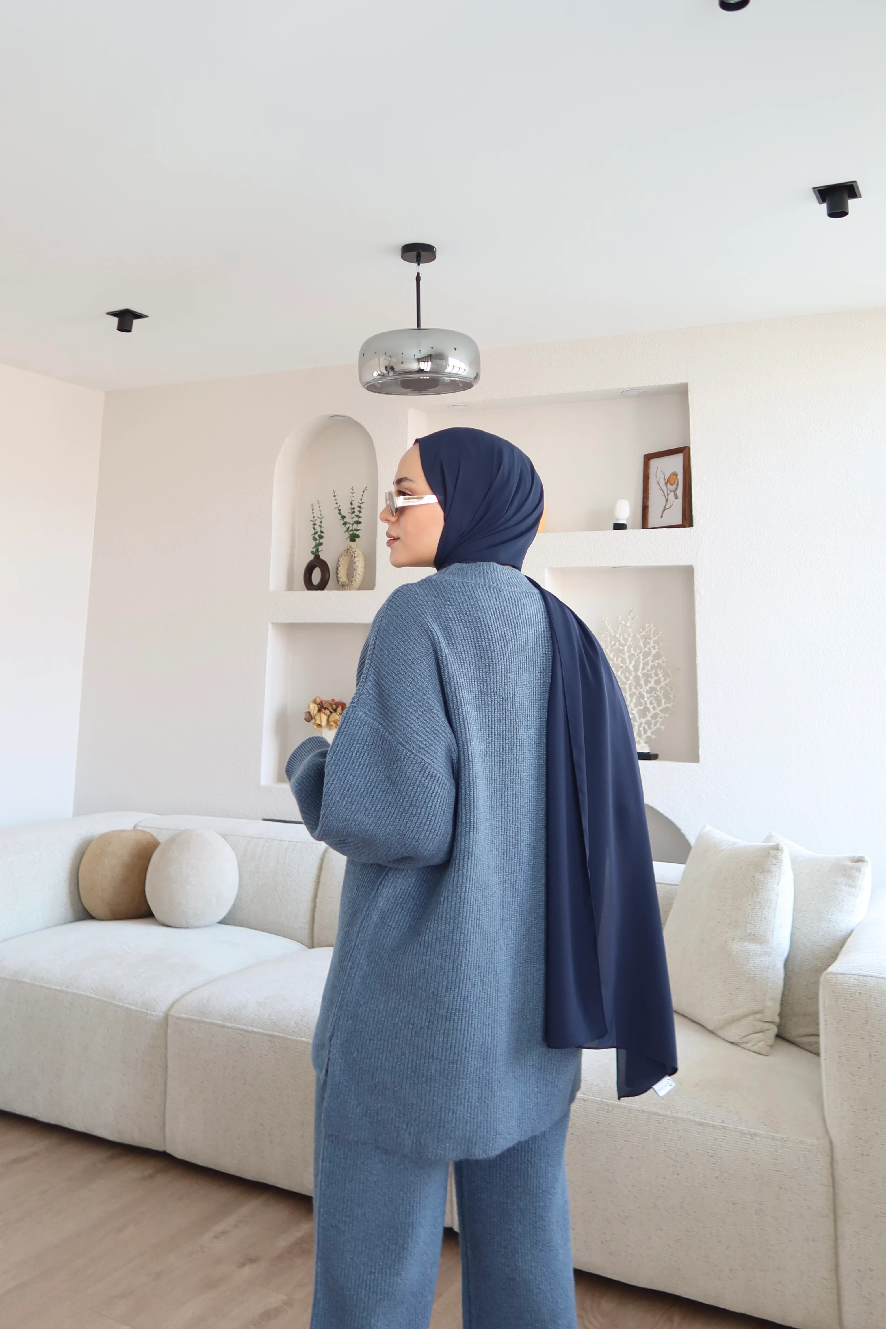 Kalın Örme Triko Pantolon Takım İndigo