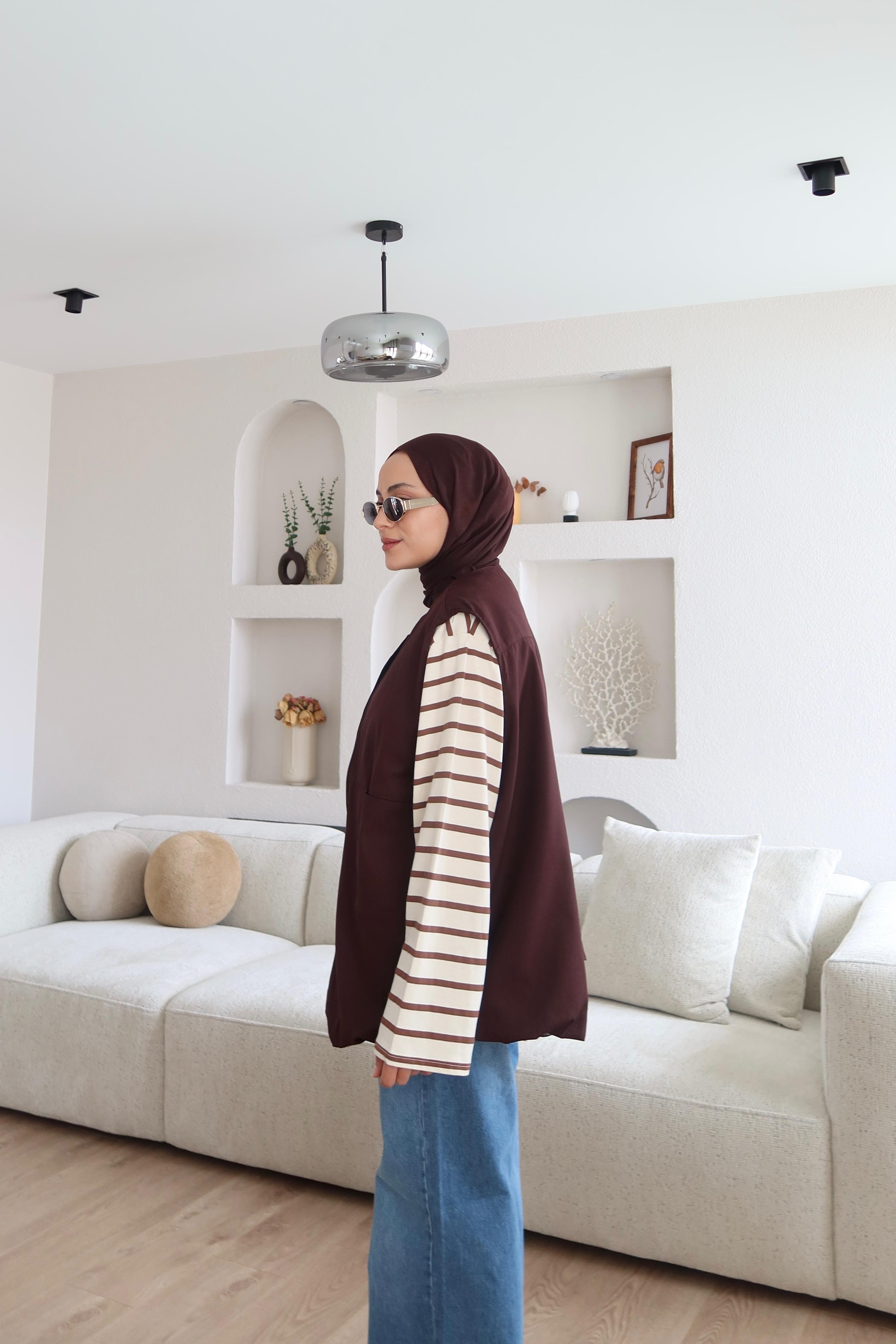 HM Model Bomber Yelek Kahverengi 