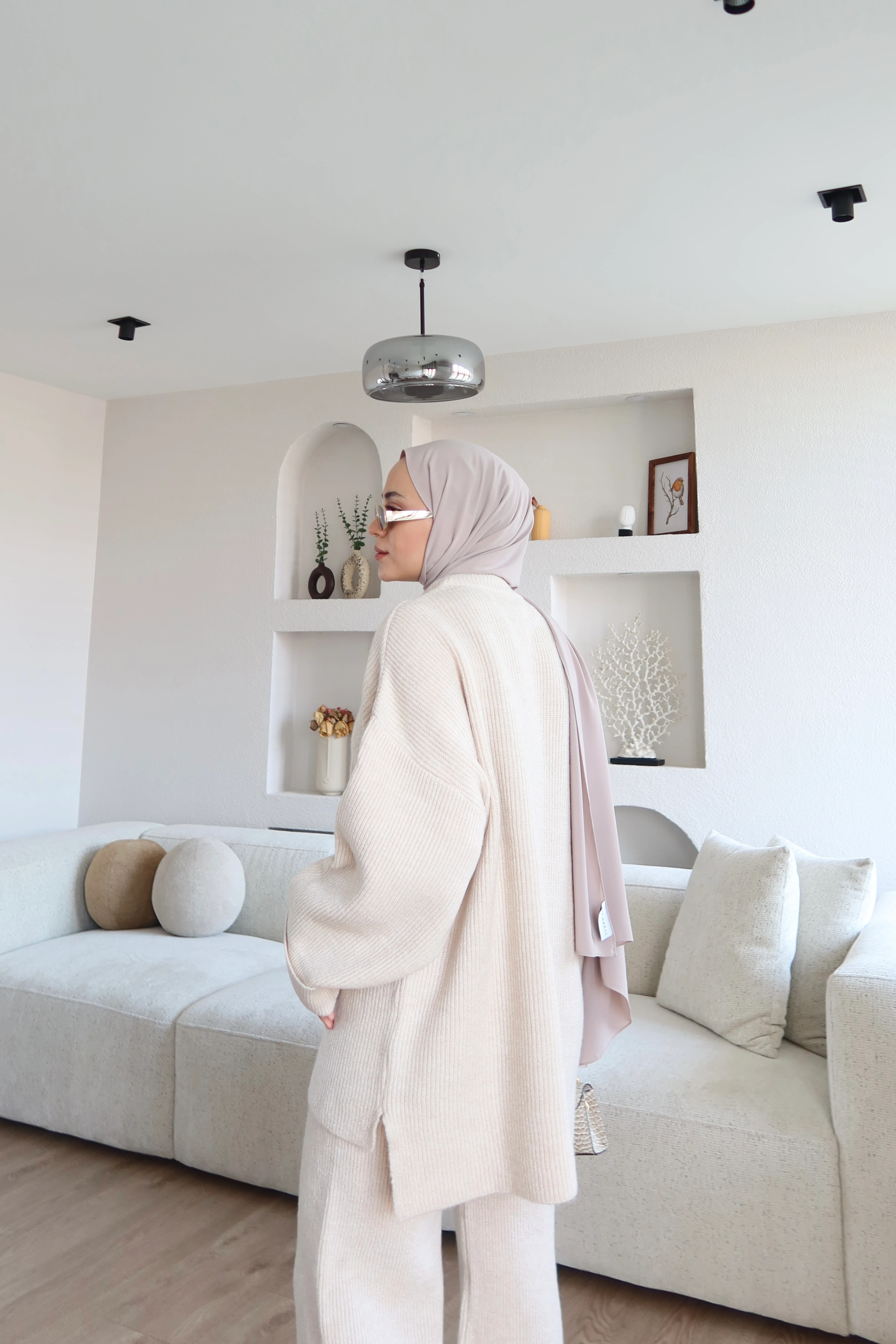 Kalın Örme Triko Pantolon Takım Bej