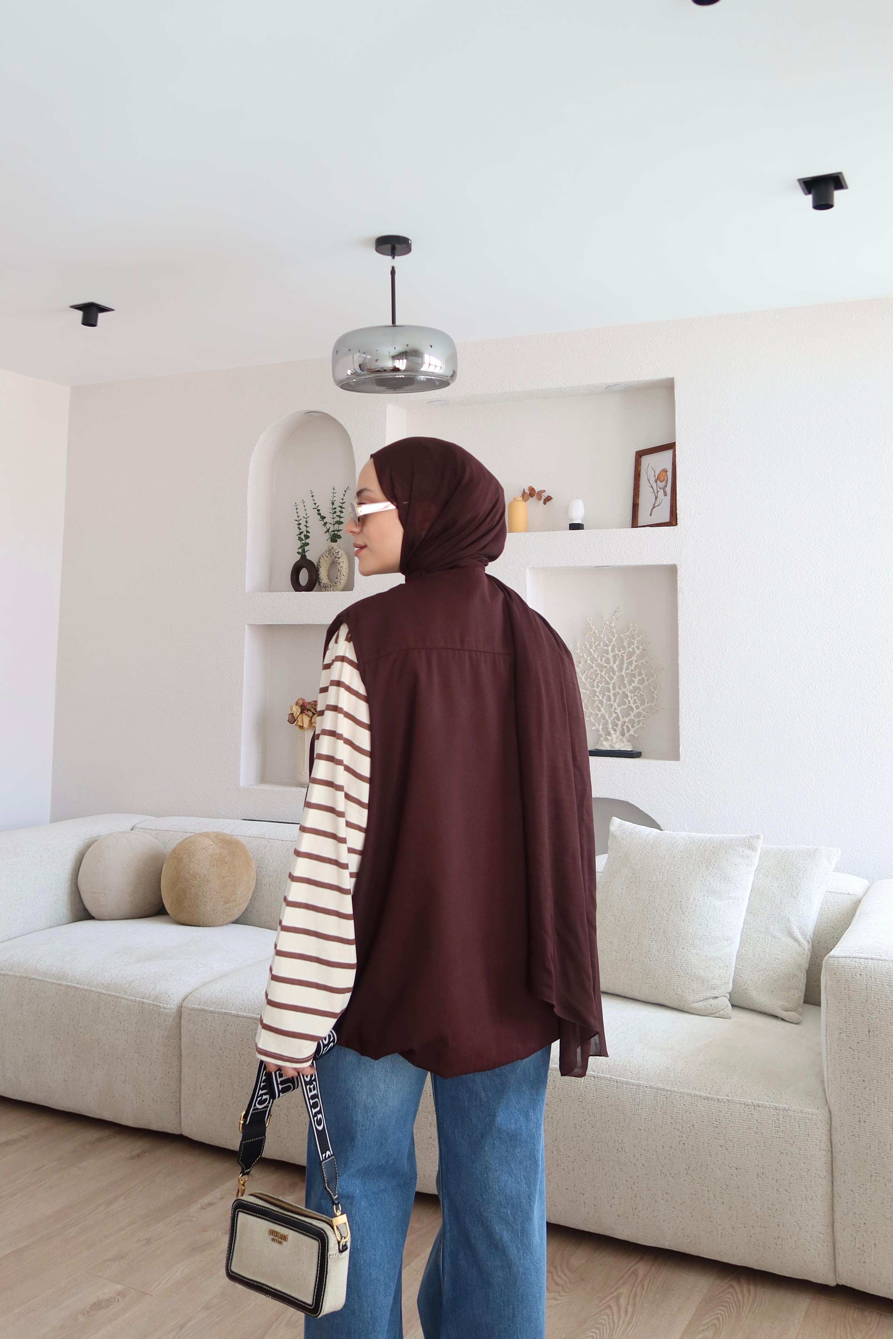 HM Model Bomber Yelek Kahverengi 