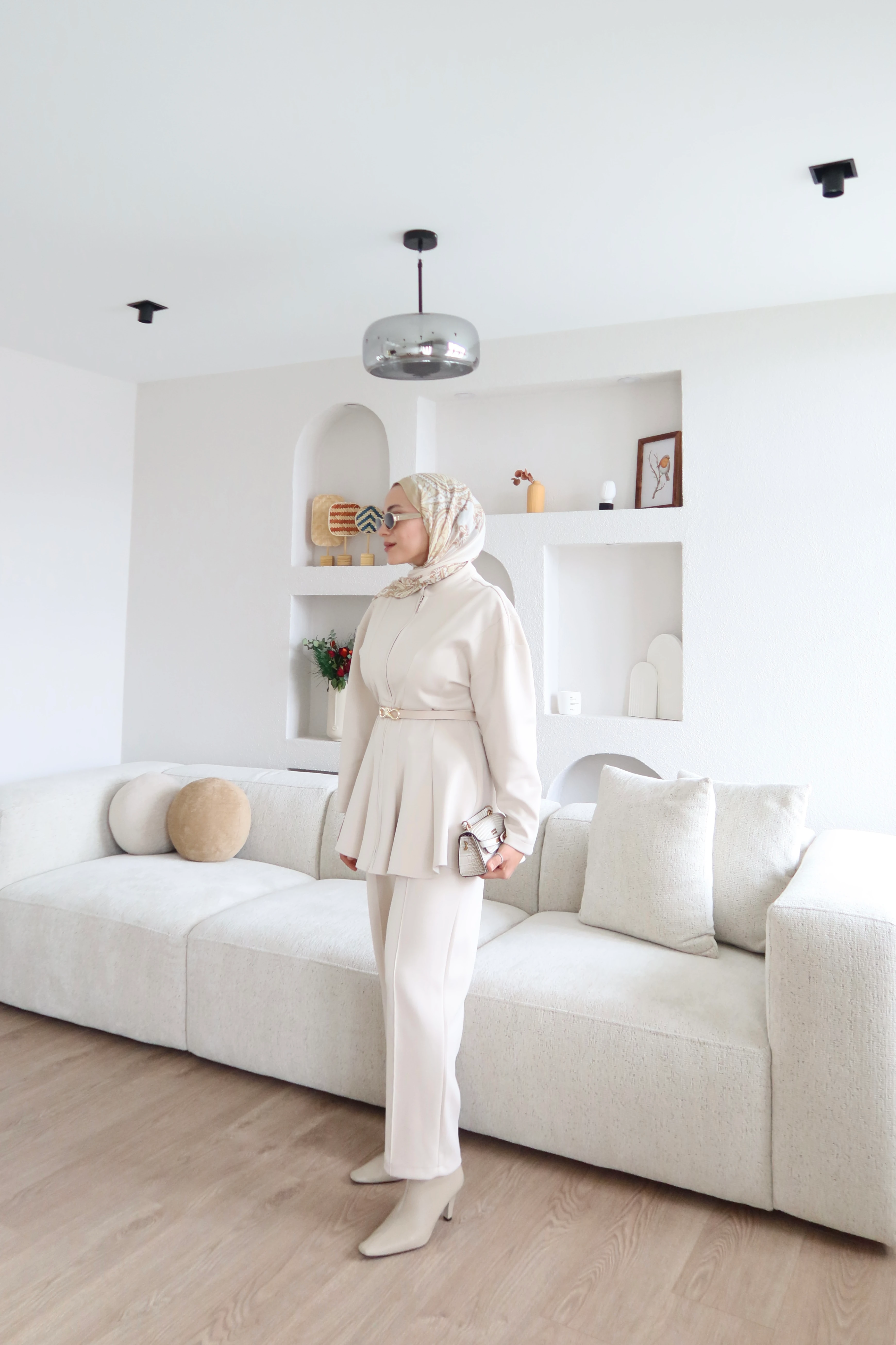 Elleon Fermuarlı Scuba Takım Bej