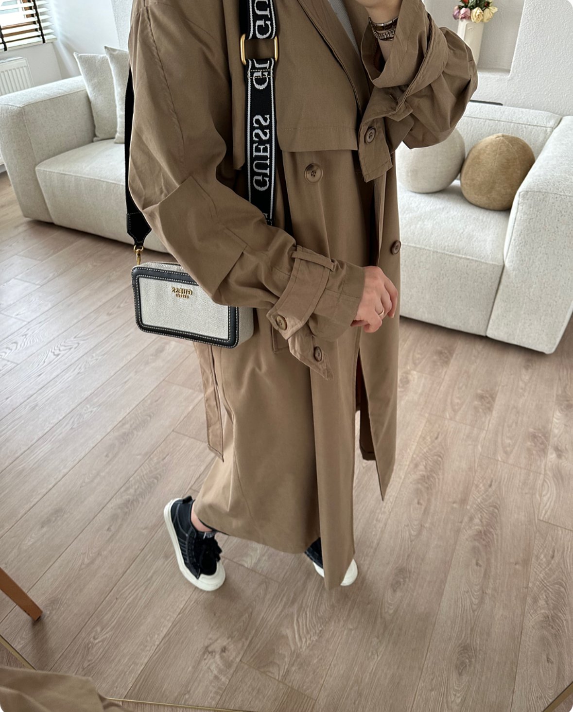 Kruvaze Yaka Oversize Premium Trençkot Camel