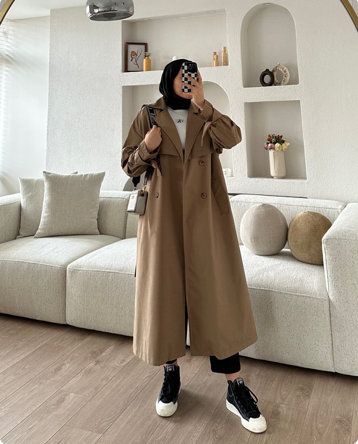 Kruvaze Yaka Oversize Premium Trençkot Camel main variant image