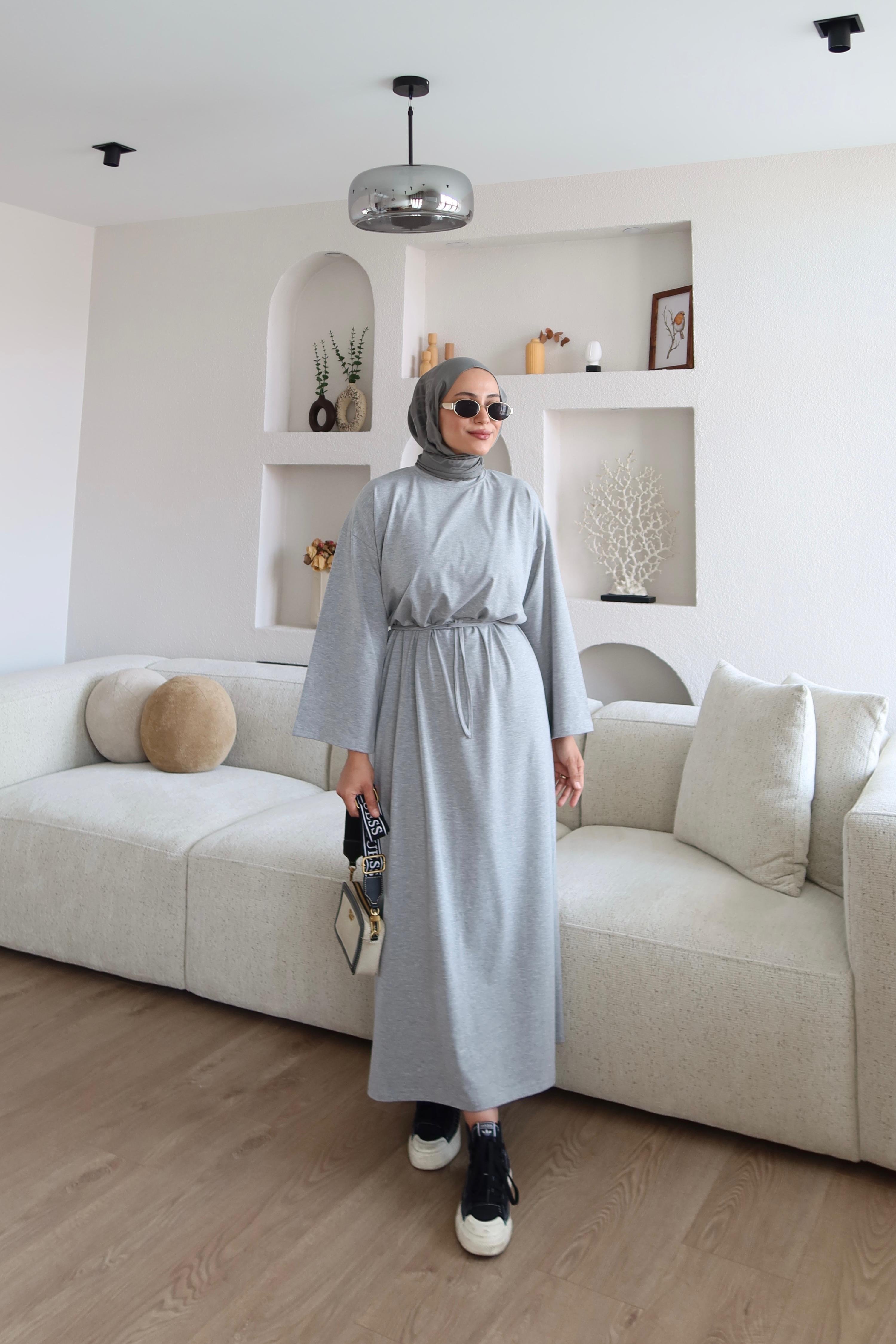 Kimono Kol Penye Elbise A.Gri (Ön Sipariş) image