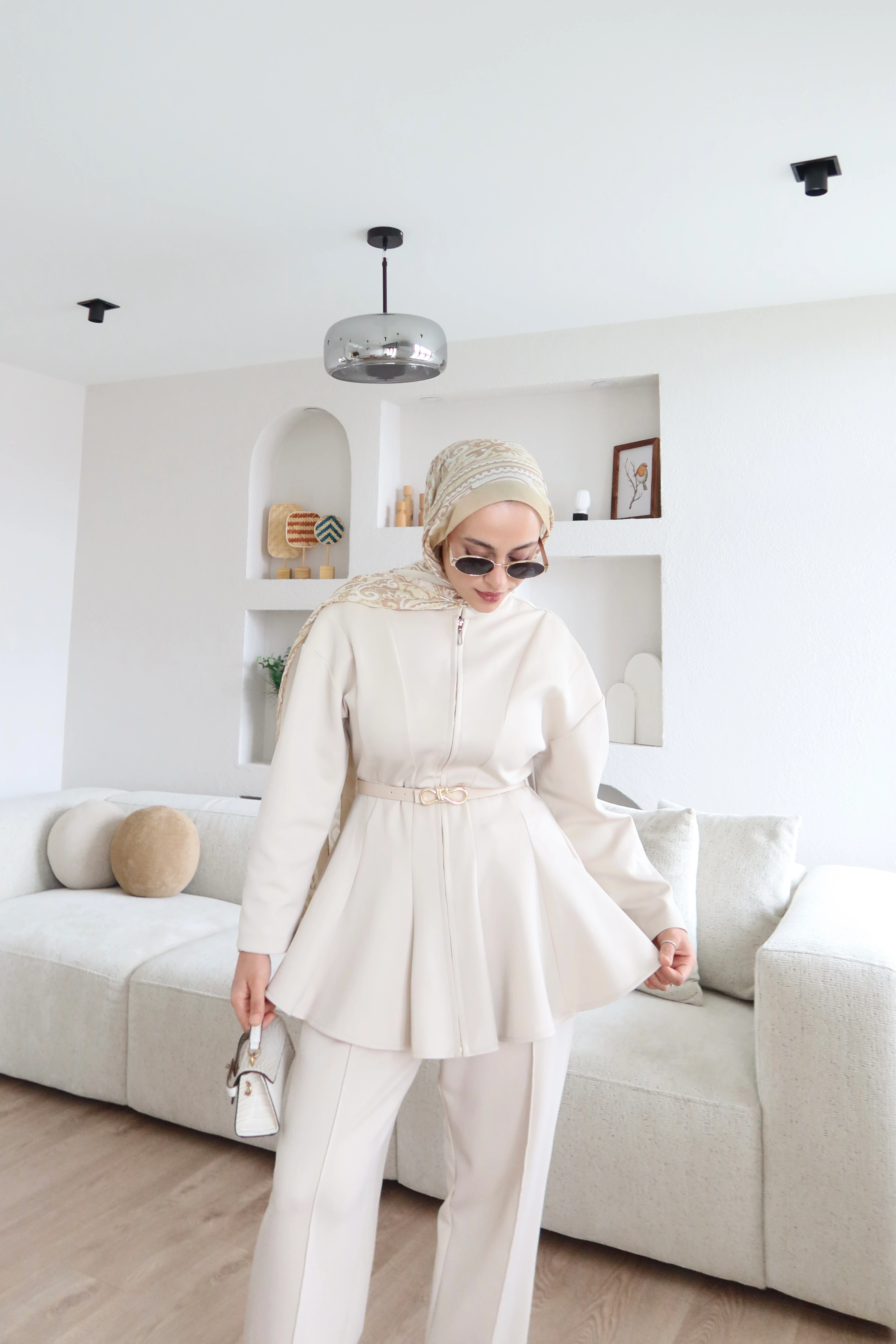 Elleon Fermuarlı Scuba Takım Bej