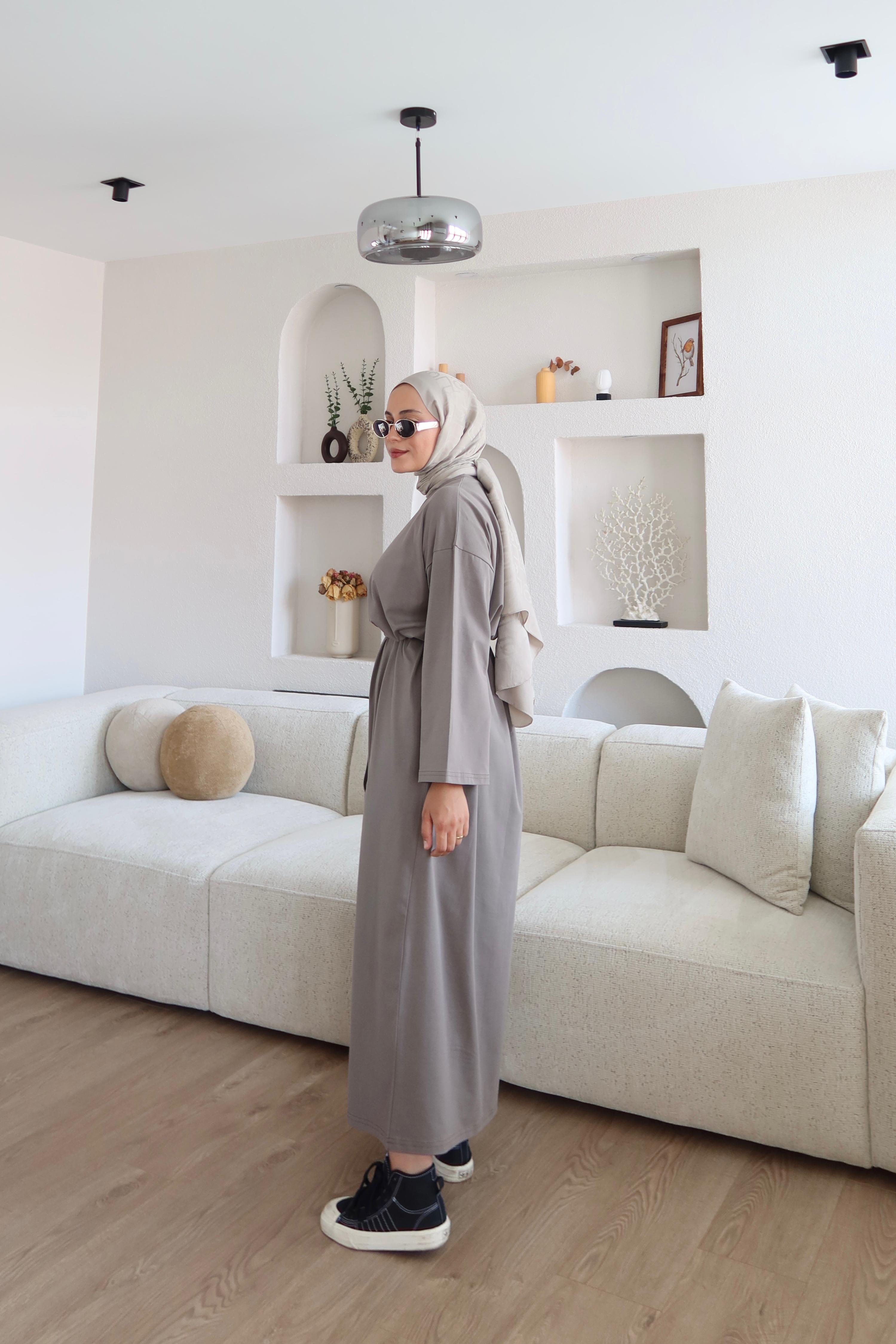 Kimono Kol Penye Elbise K. Vizon (Ön Sipariş)