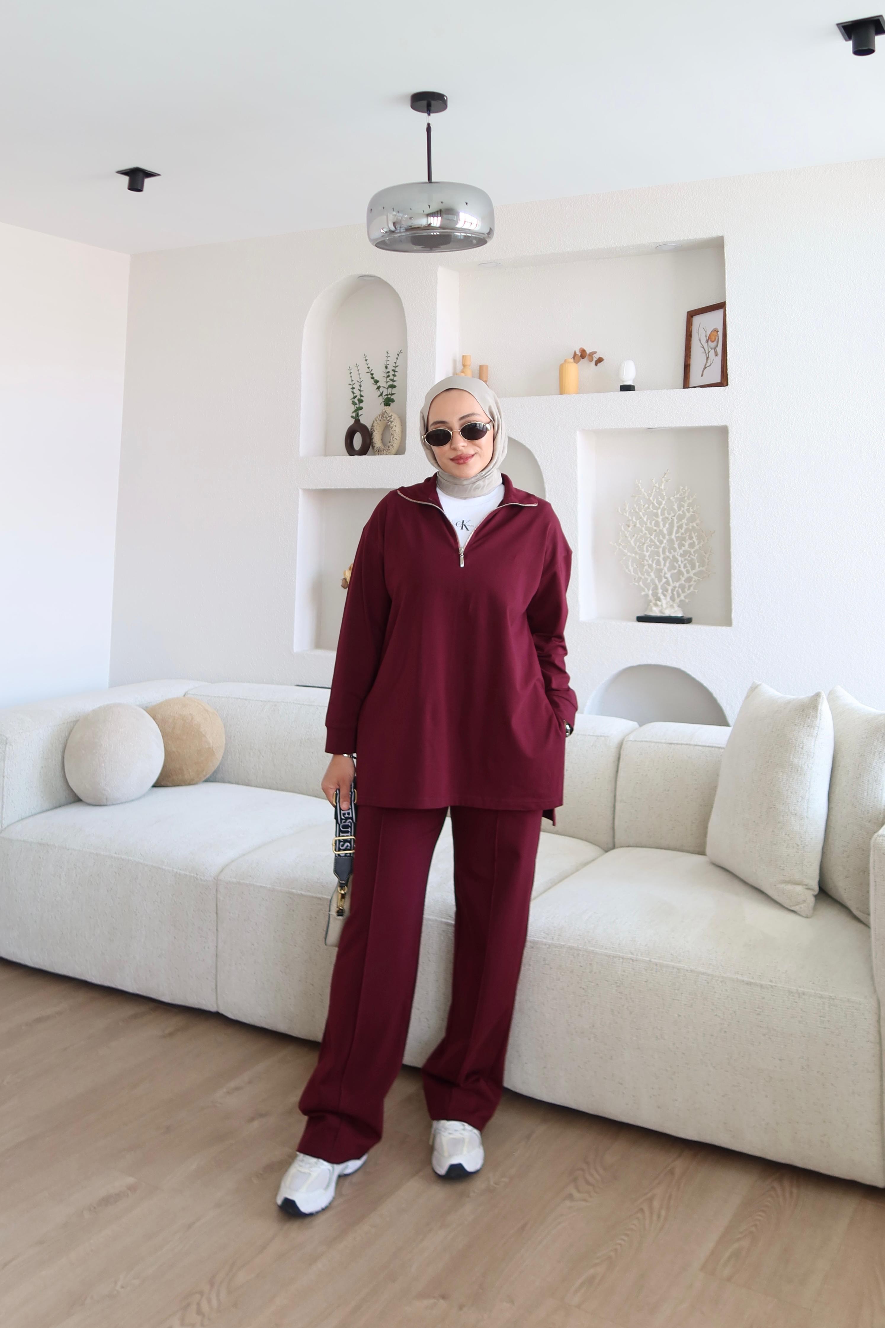Fermuarlı Basic Takım Bordo (Ön Sipariş) image