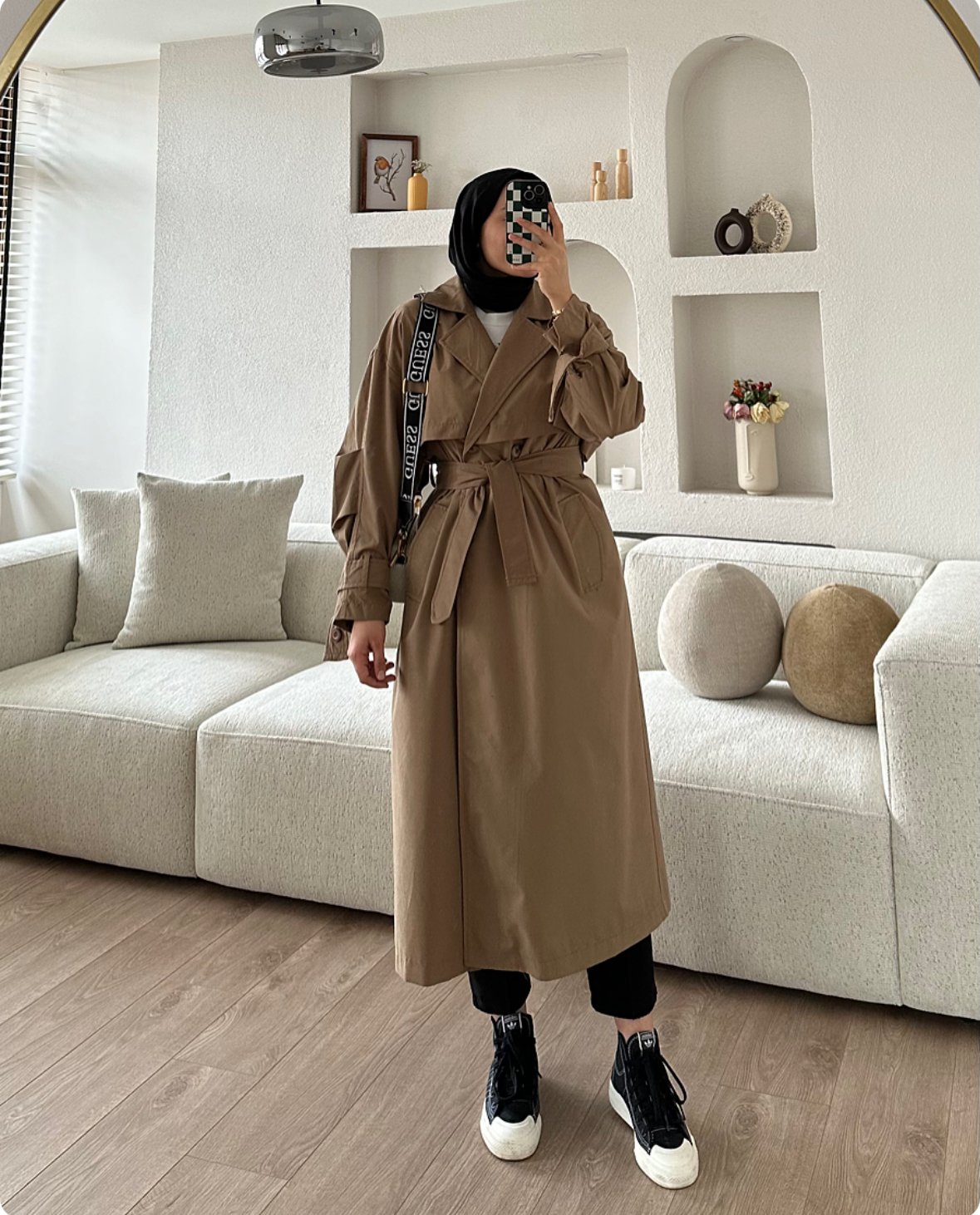 Kruvaze Yaka Oversize Premium Trençkot Camel