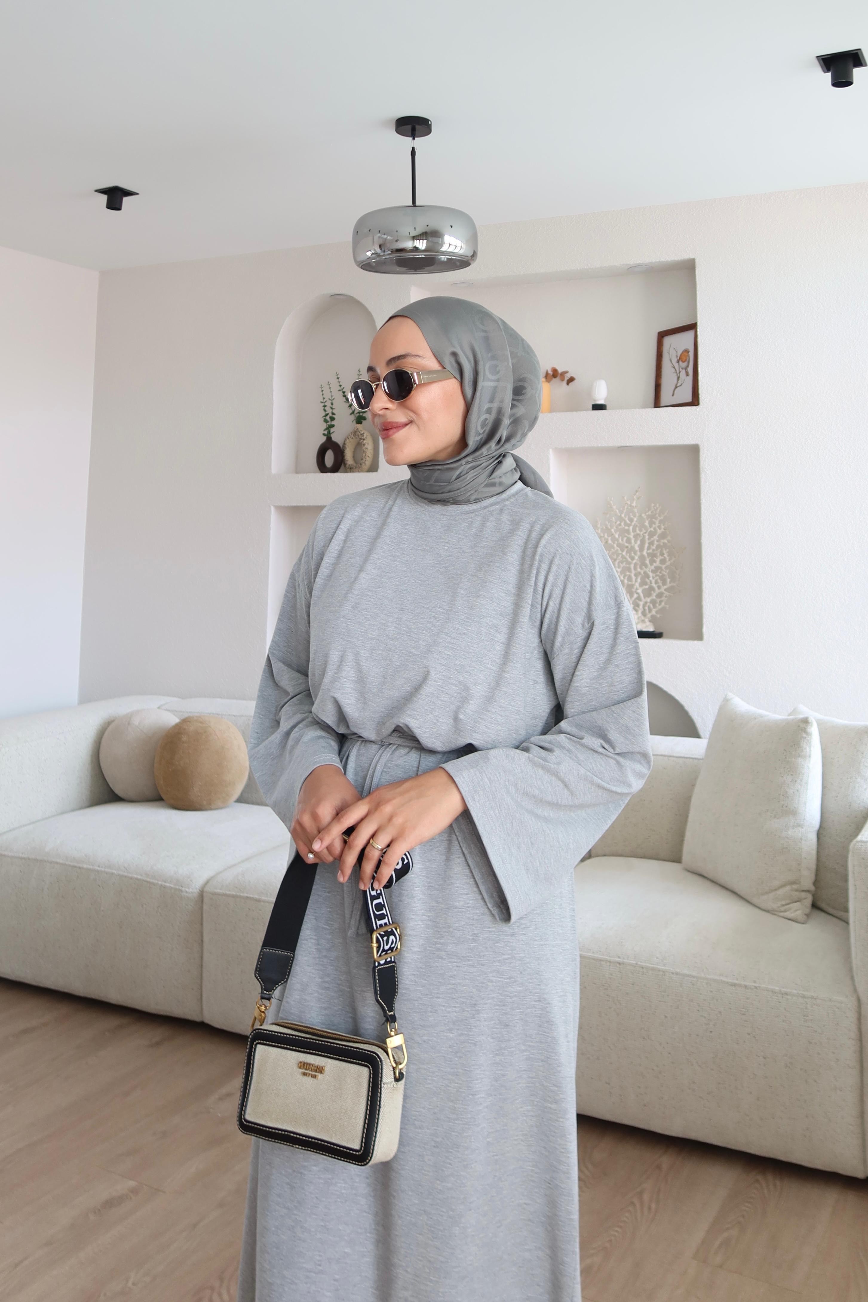 Kimono Kol Penye Elbise A.Gri (Ön Sipariş)