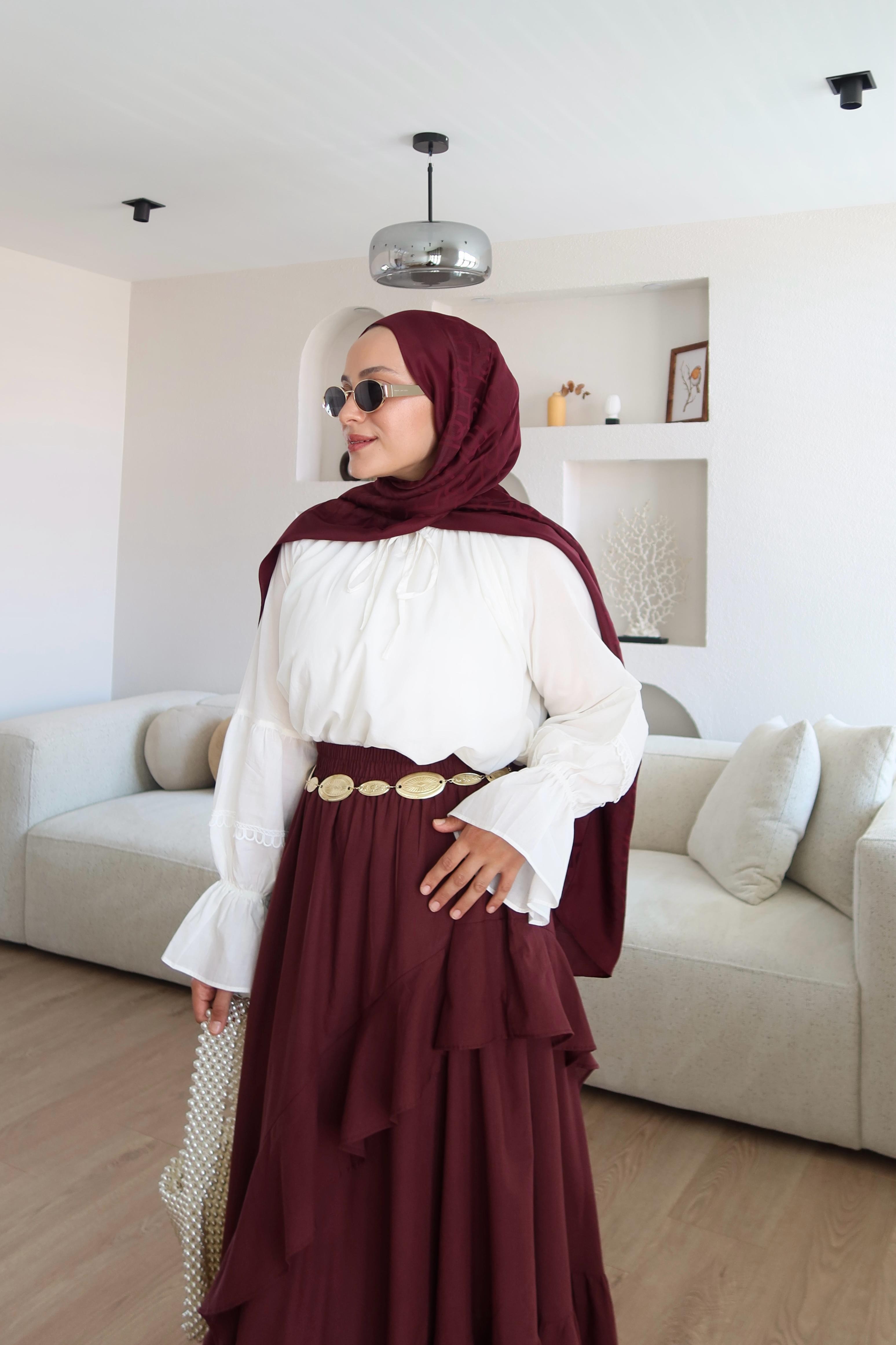 Kimberly Zıt Renkli Vual Takım Bordo 