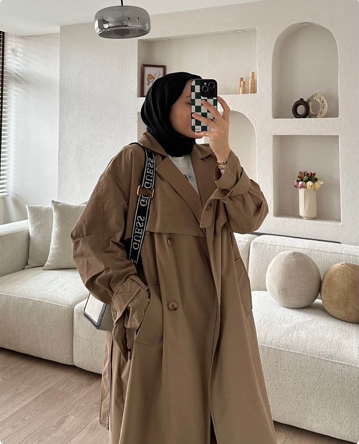 Kruvaze Yaka Oversize Premium Trençkot Camel