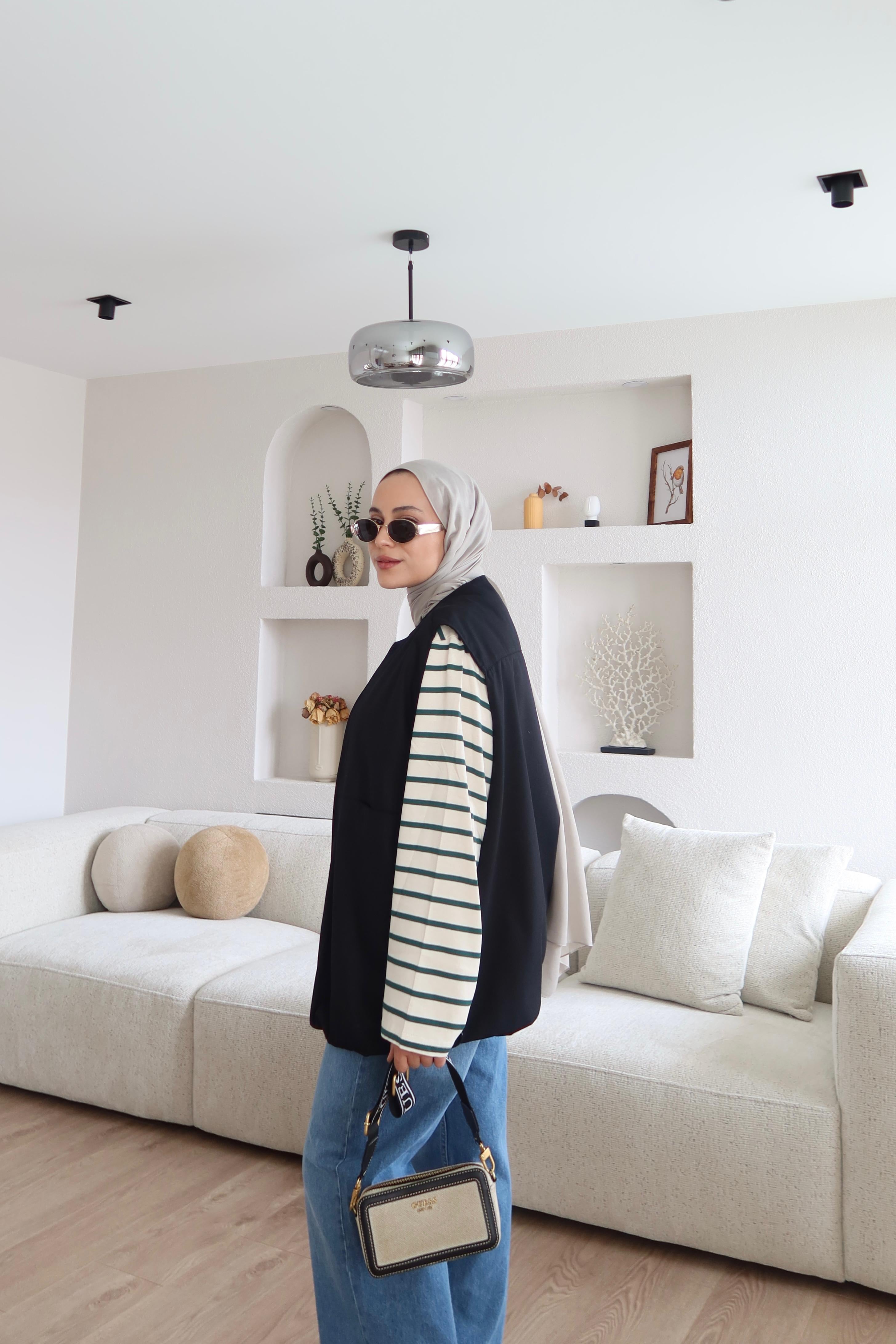 HM Model Bomber Yelek Siyah