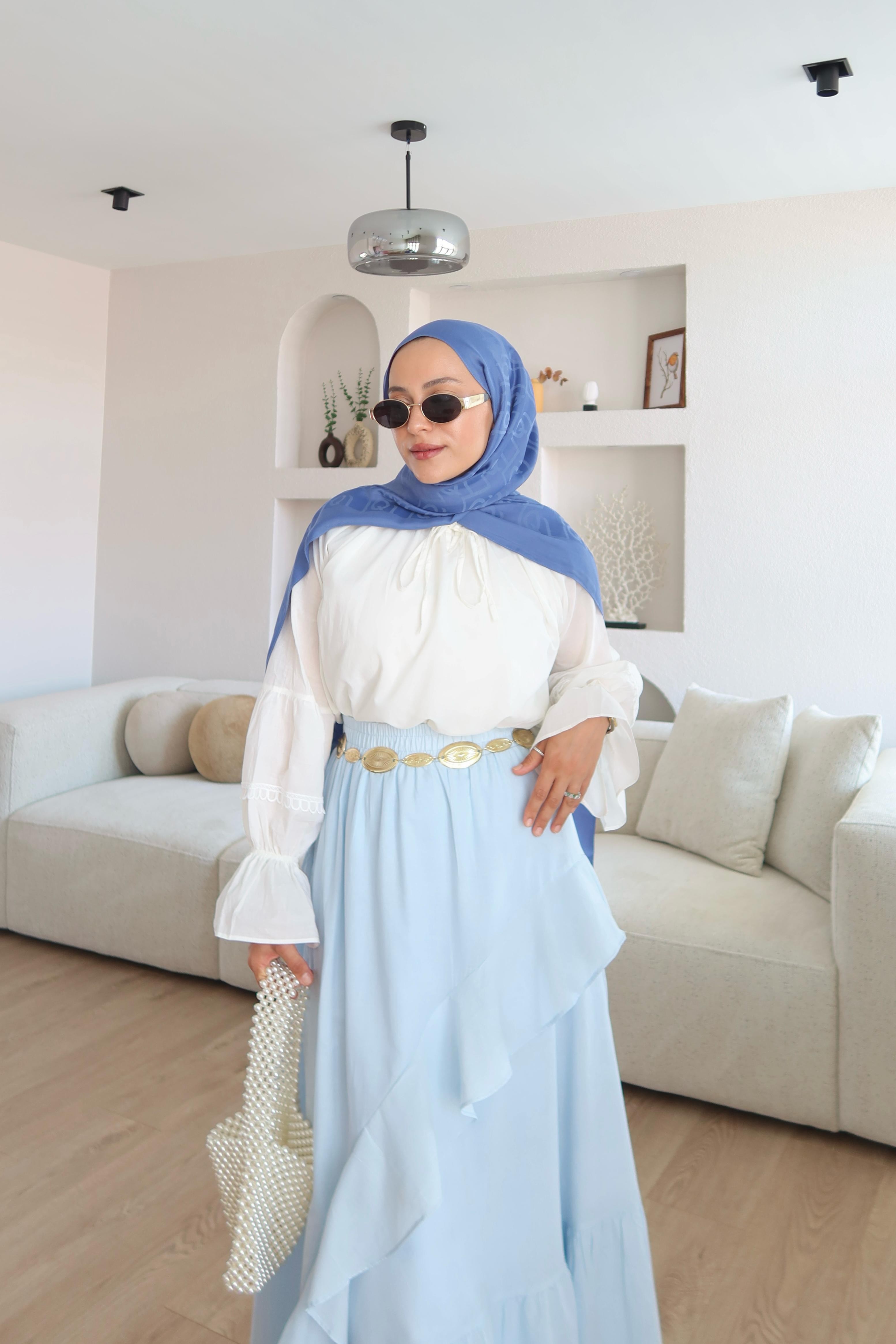 Kimberly Zıt Renkli Vual Takım Bebe Mavisi
