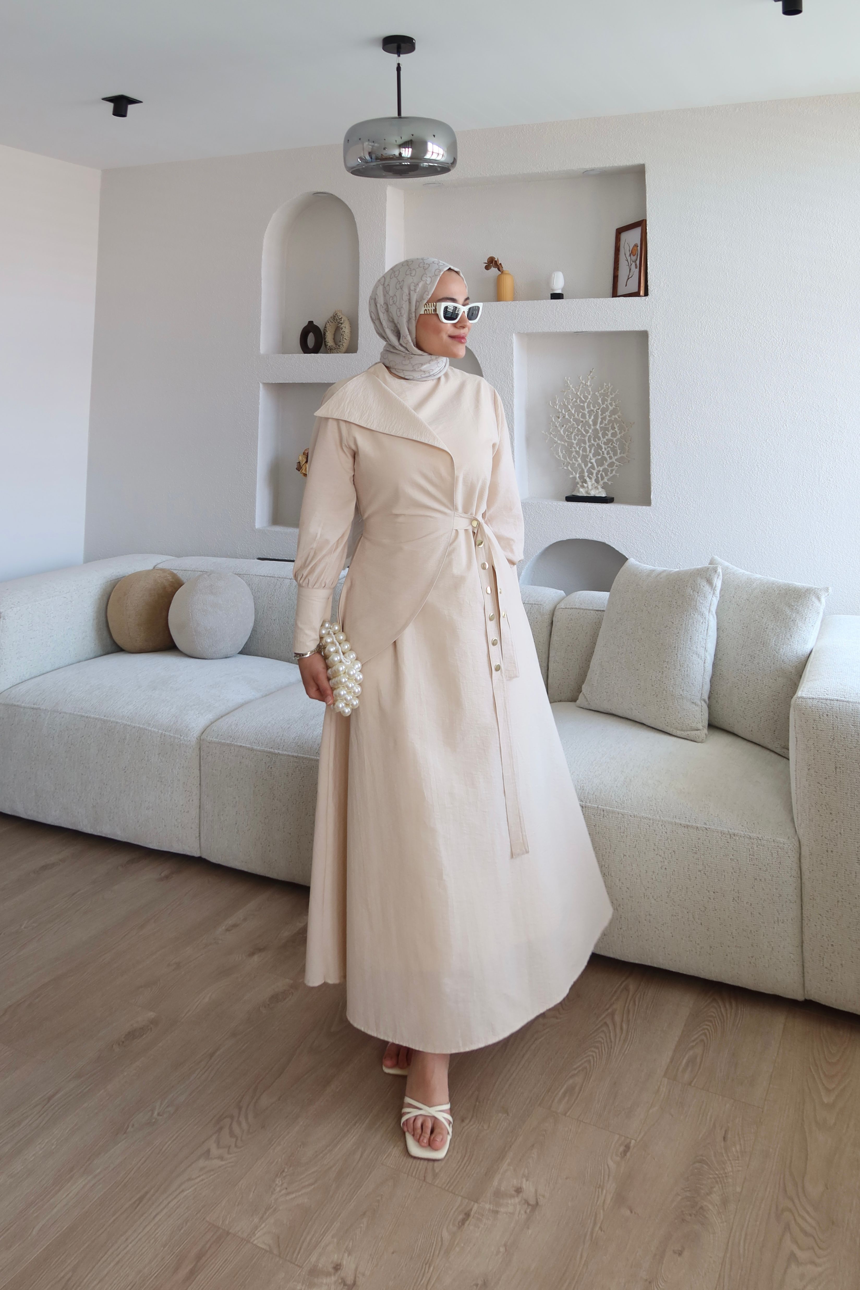 Çıtçıt Kemerli Tasarım Elbise Taş (Ön Sipariş)