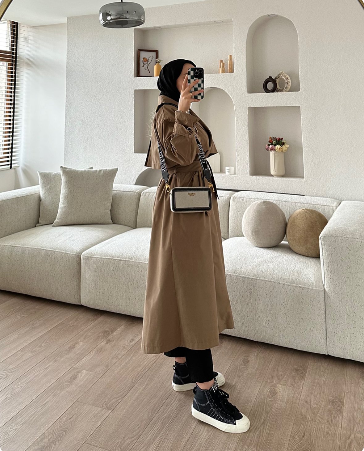 Kruvaze Yaka Oversize Premium Trençkot Camel