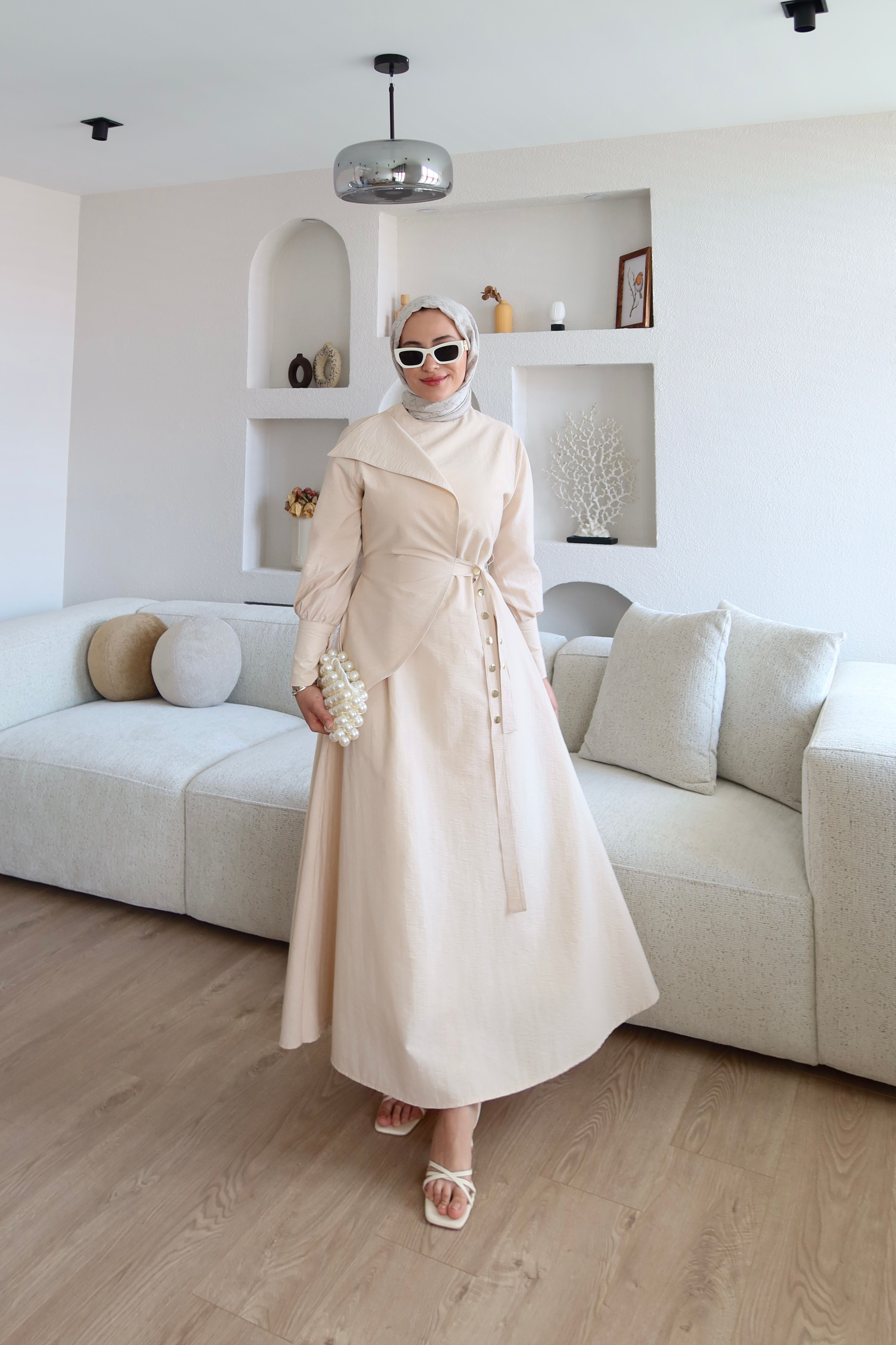 Çıtçıt Kemerli Tasarım Elbise Taş (Ön Sipariş) image