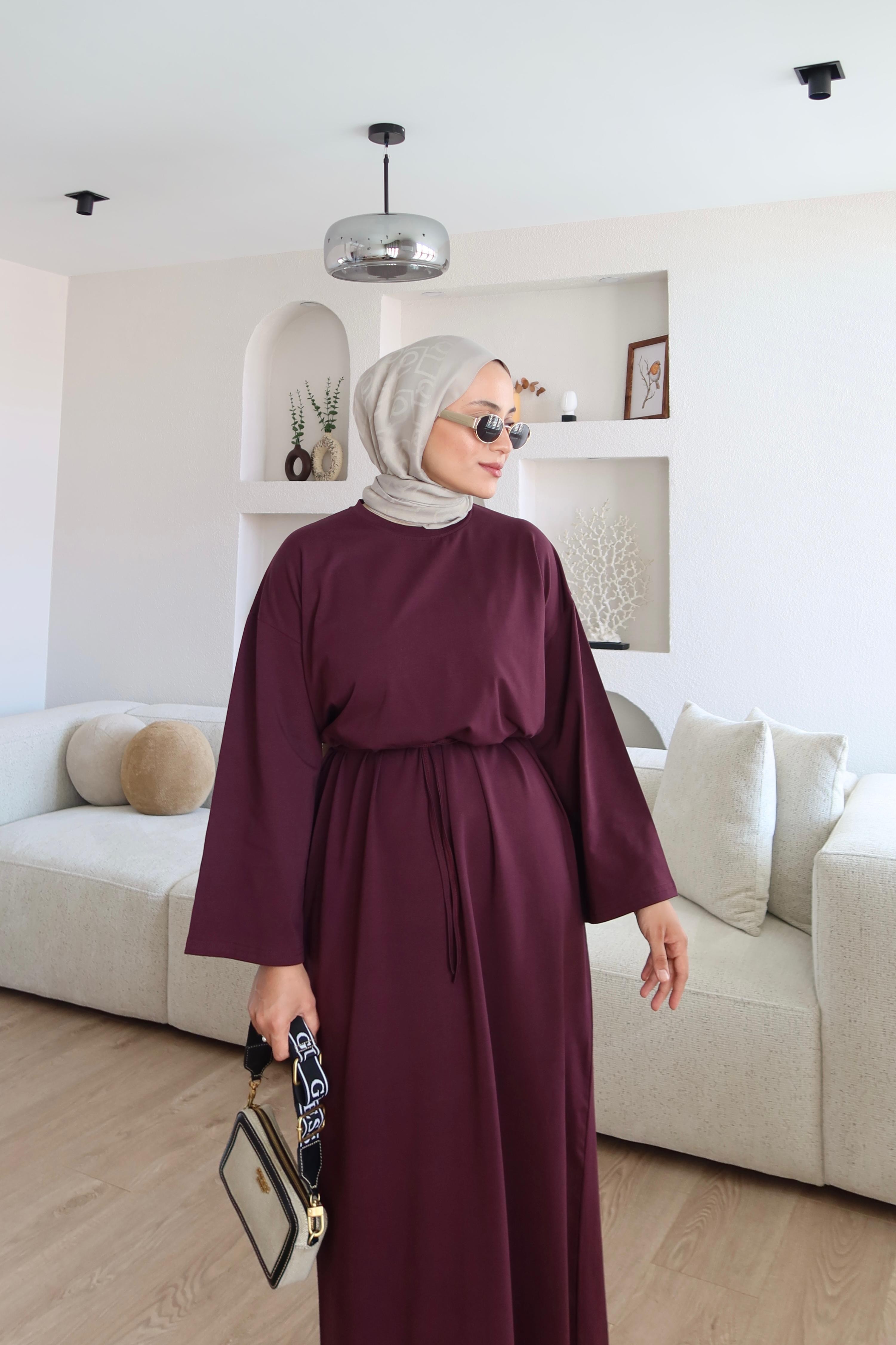Kimono Kol Penye Elbise Bordo (Ön Sipariş)