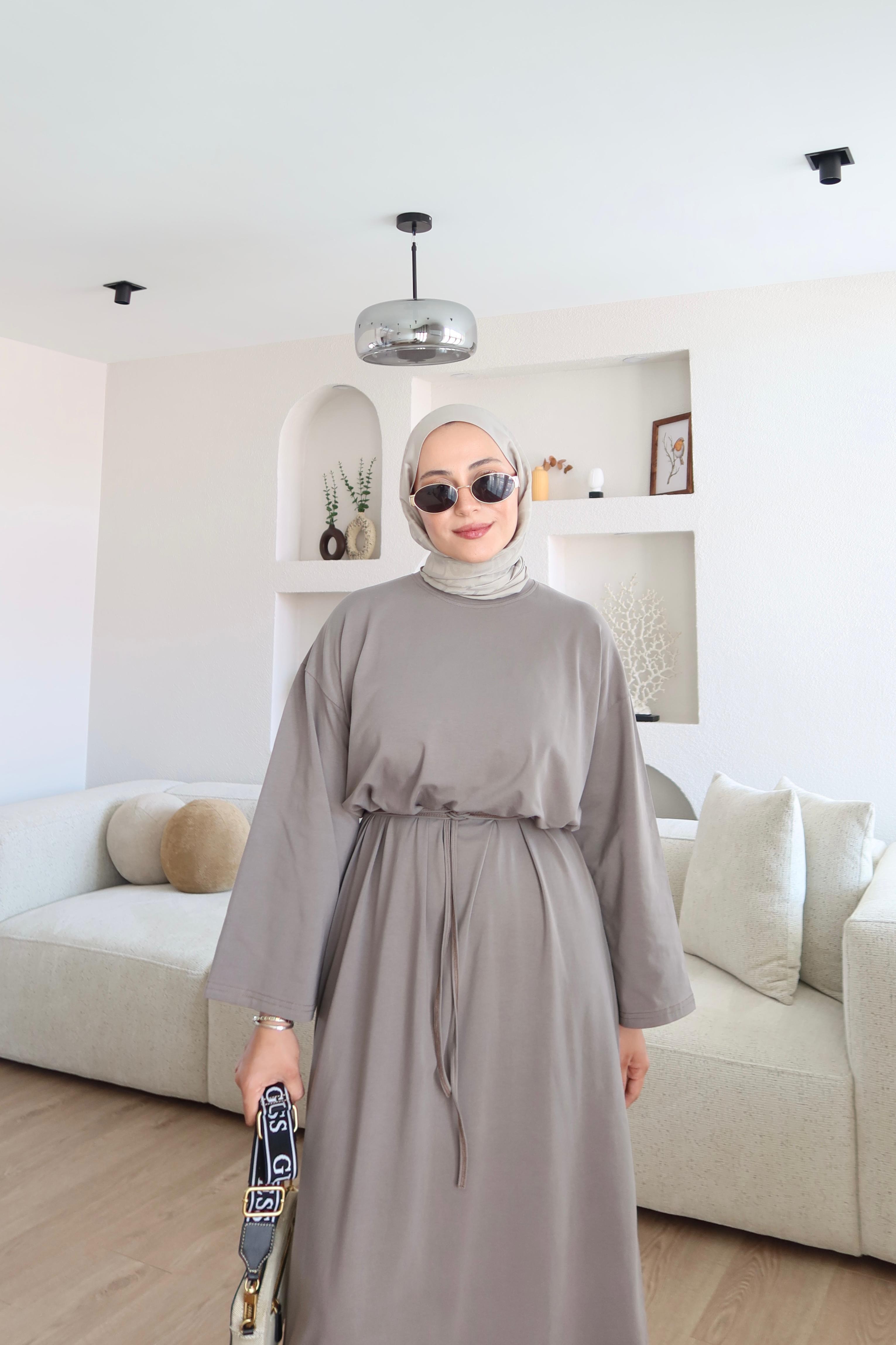 Kimono Kol Penye Elbise K. Vizon (Ön Sipariş)