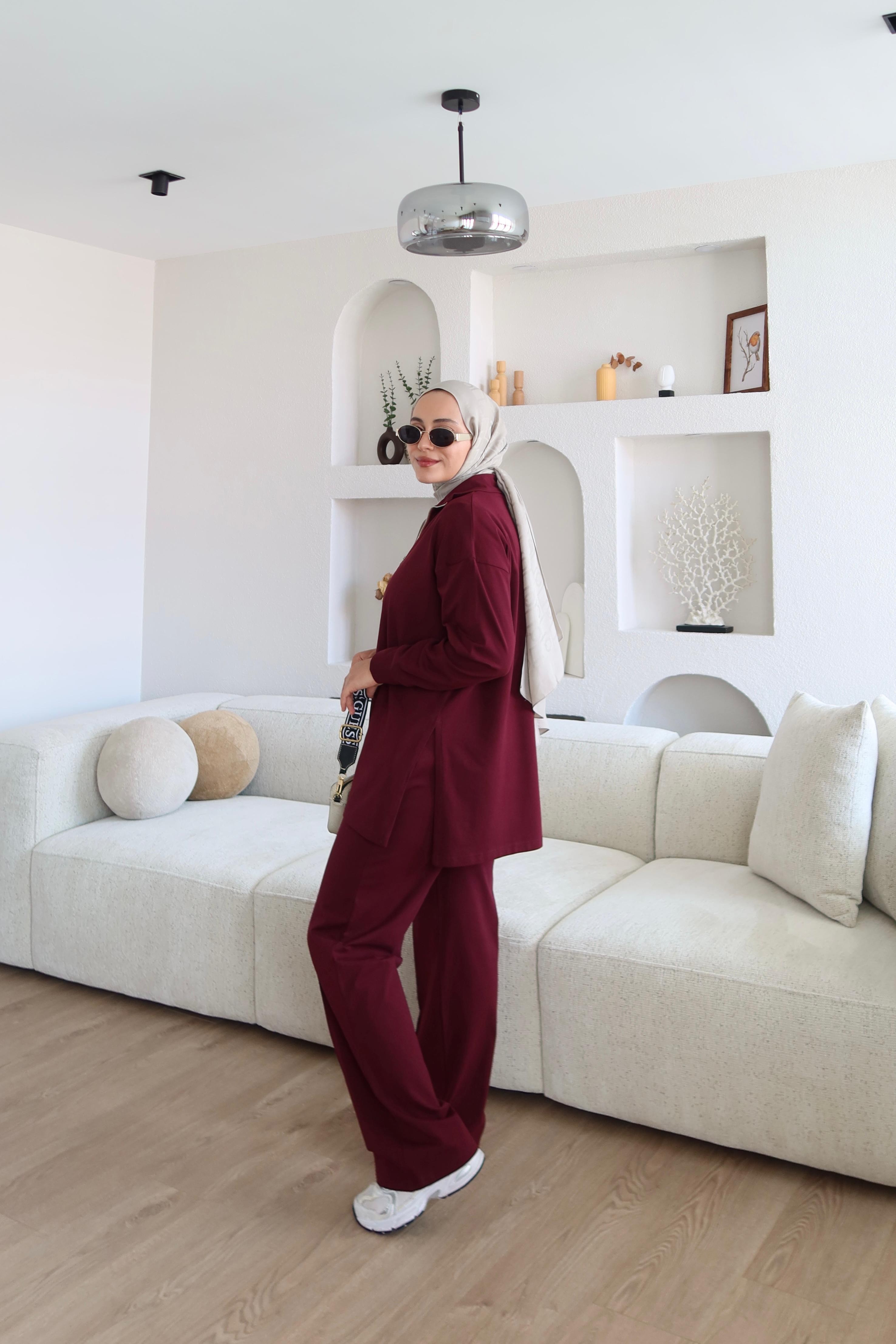Fermuarlı Basic Takım Bordo (Ön Sipariş)