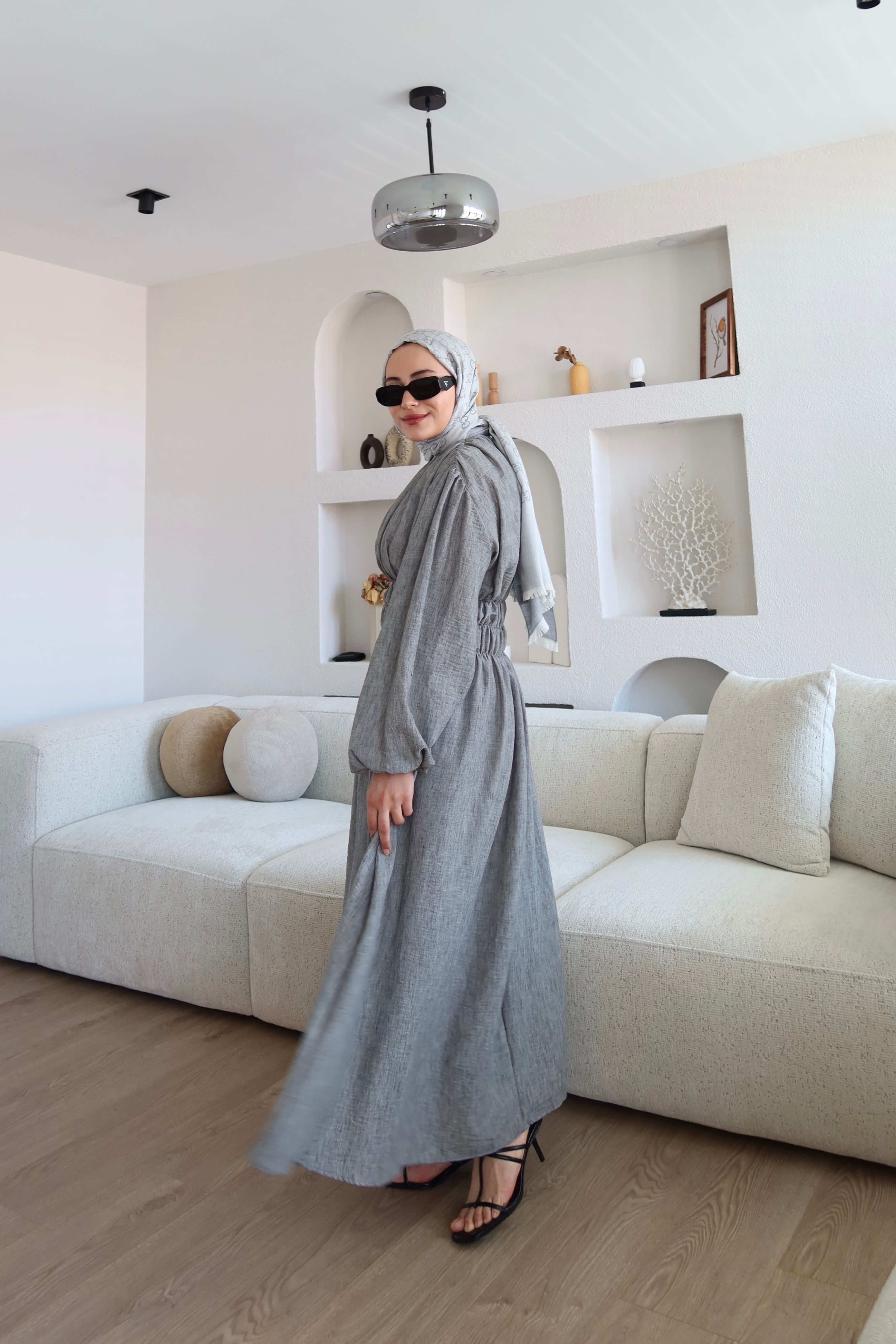 Bellina Bel Lastikli Elbise Siyah