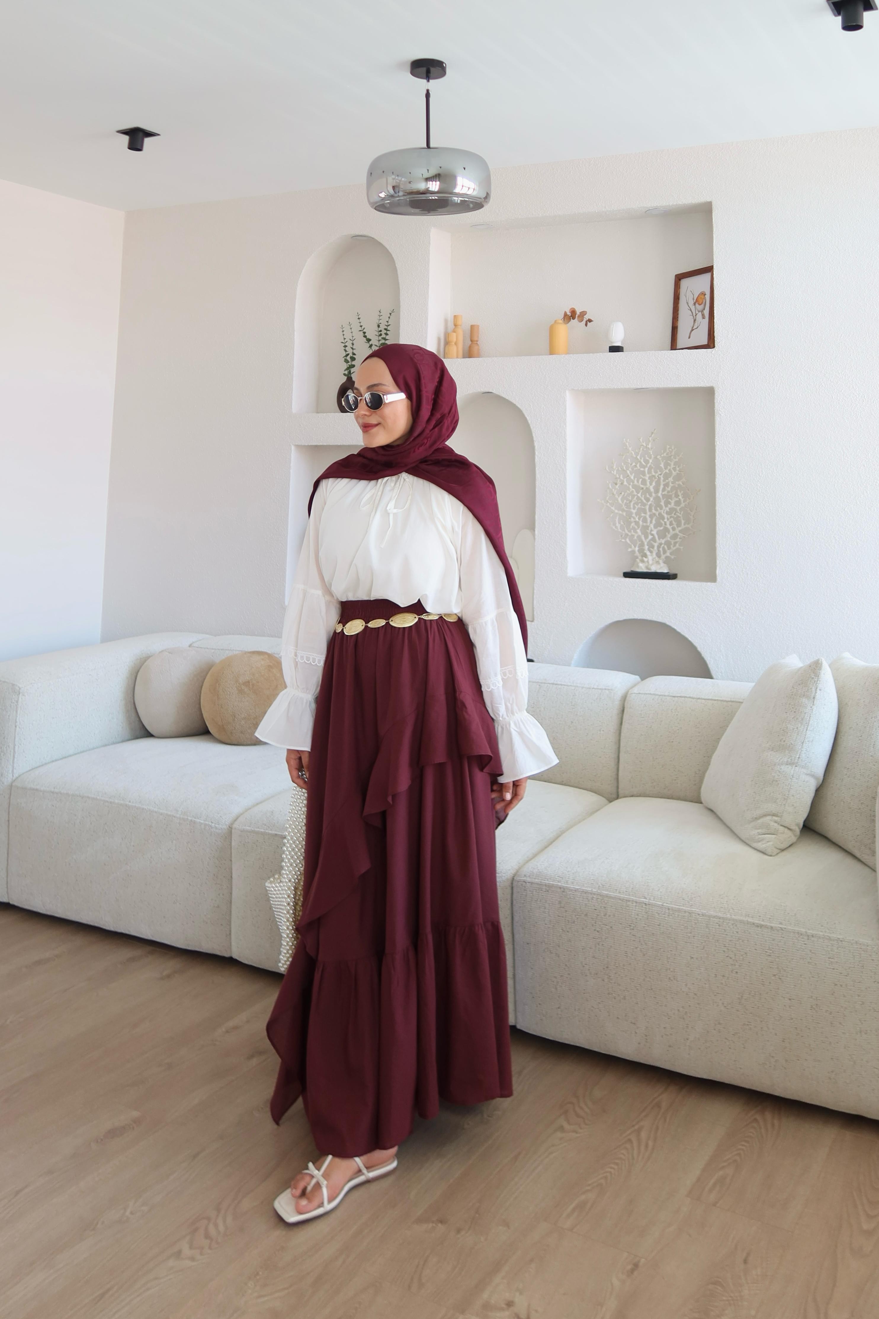 Kimberly Zıt Renkli Vual Takım Bordo 