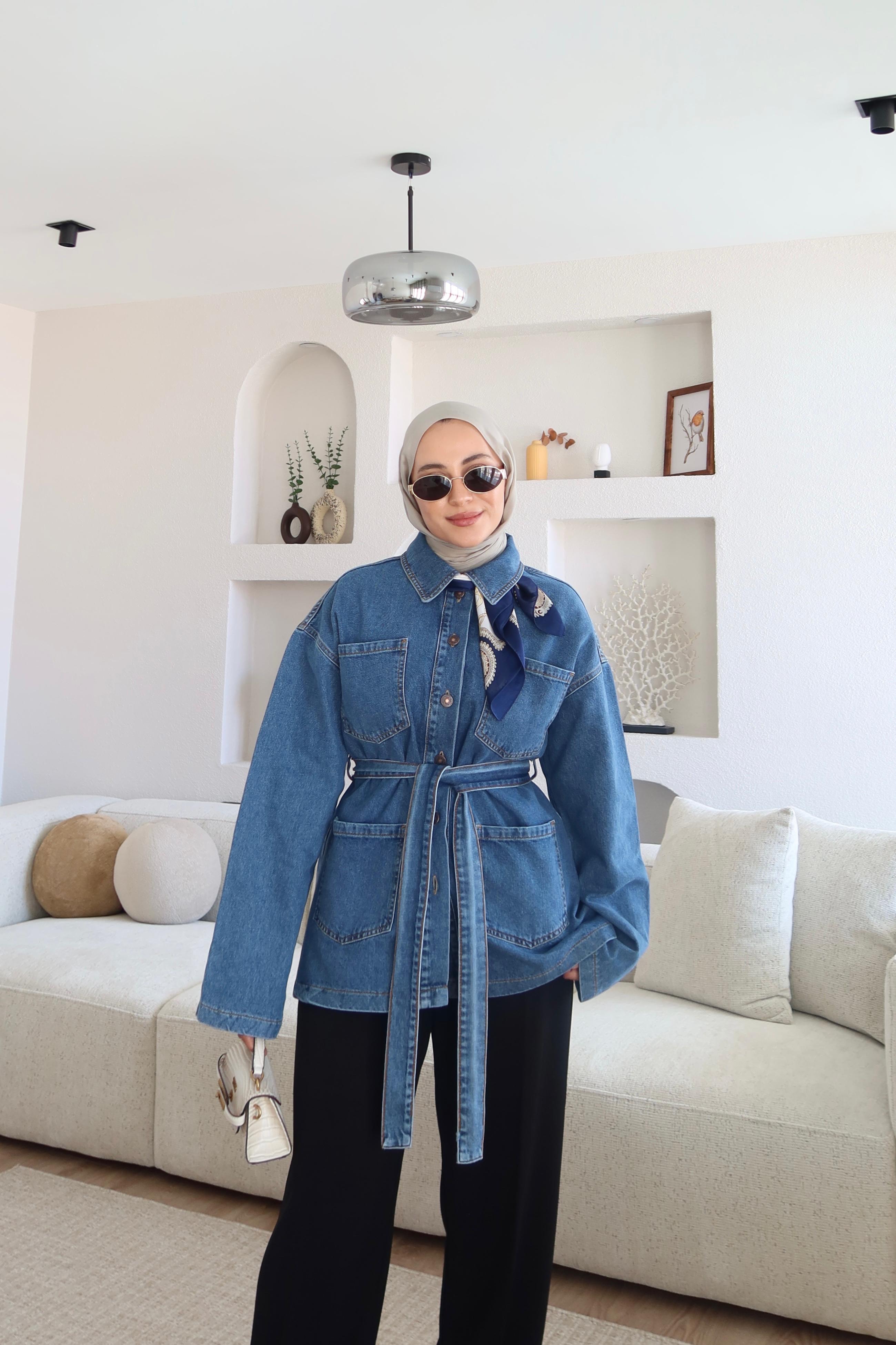 Kemerli Premium Denim Ceket
