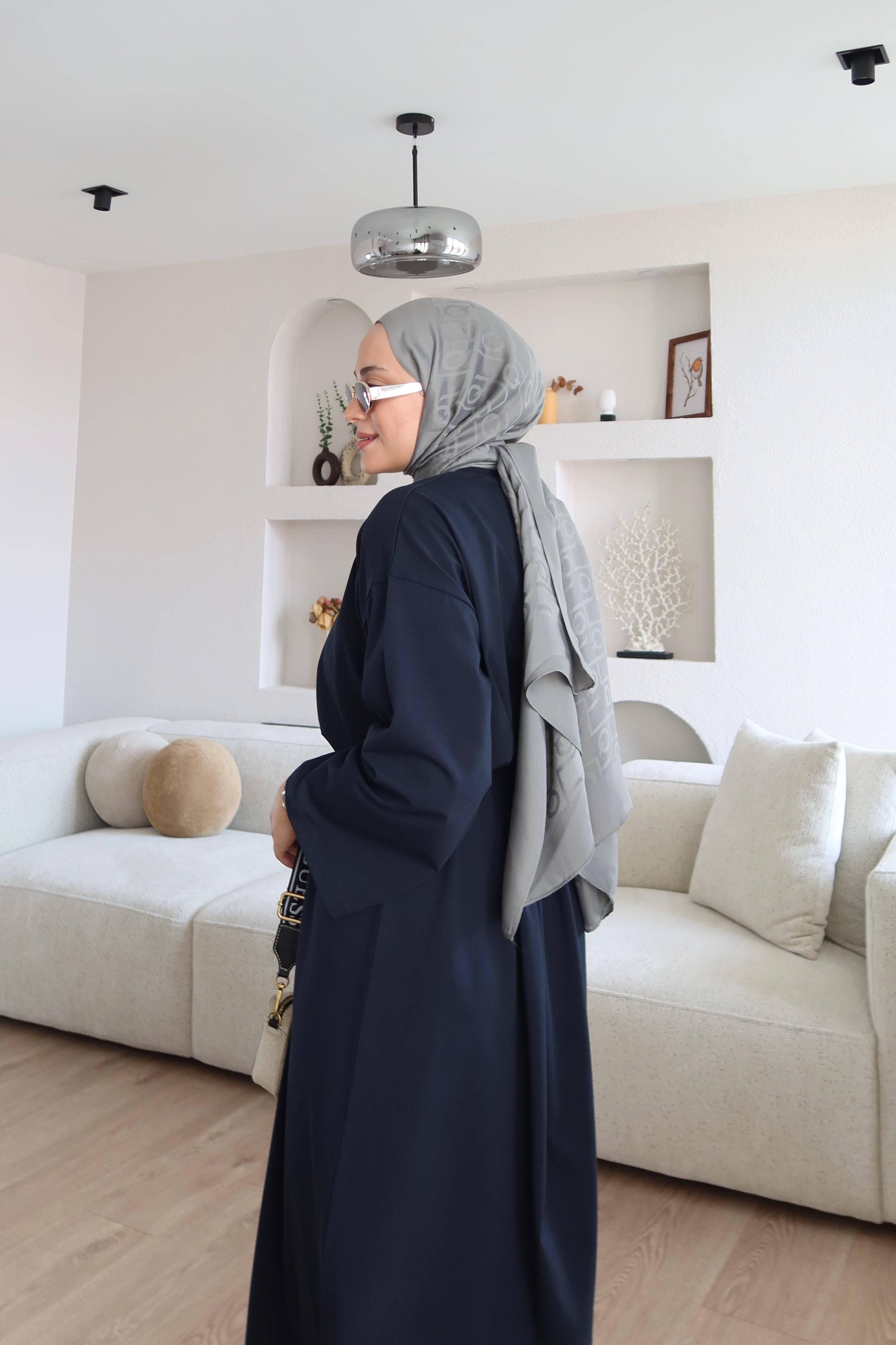 Kimono Kol Penye Elbise Lacivert (Ön Sipariş)