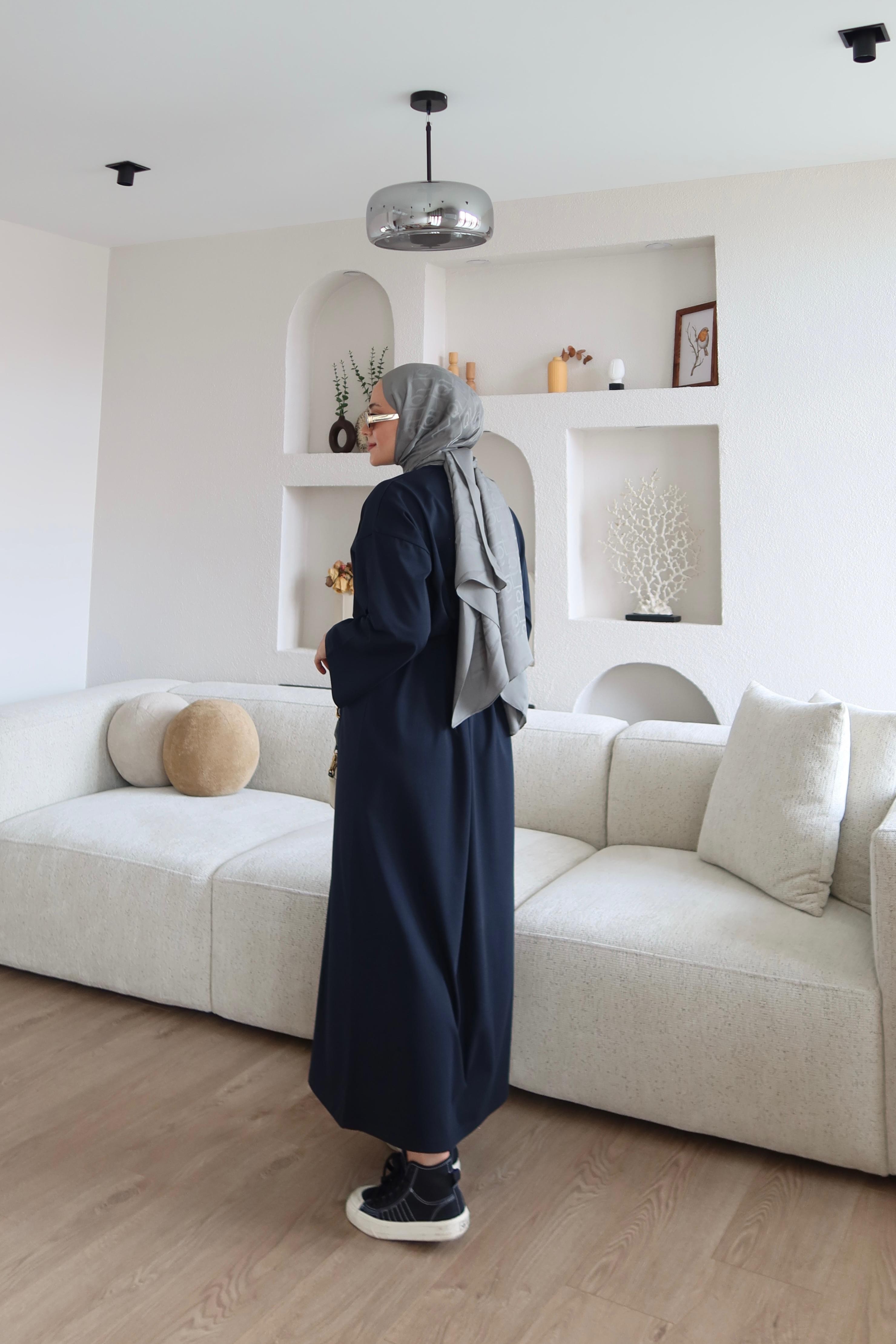 Kimono Kol Penye Elbise Lacivert (Ön Sipariş)