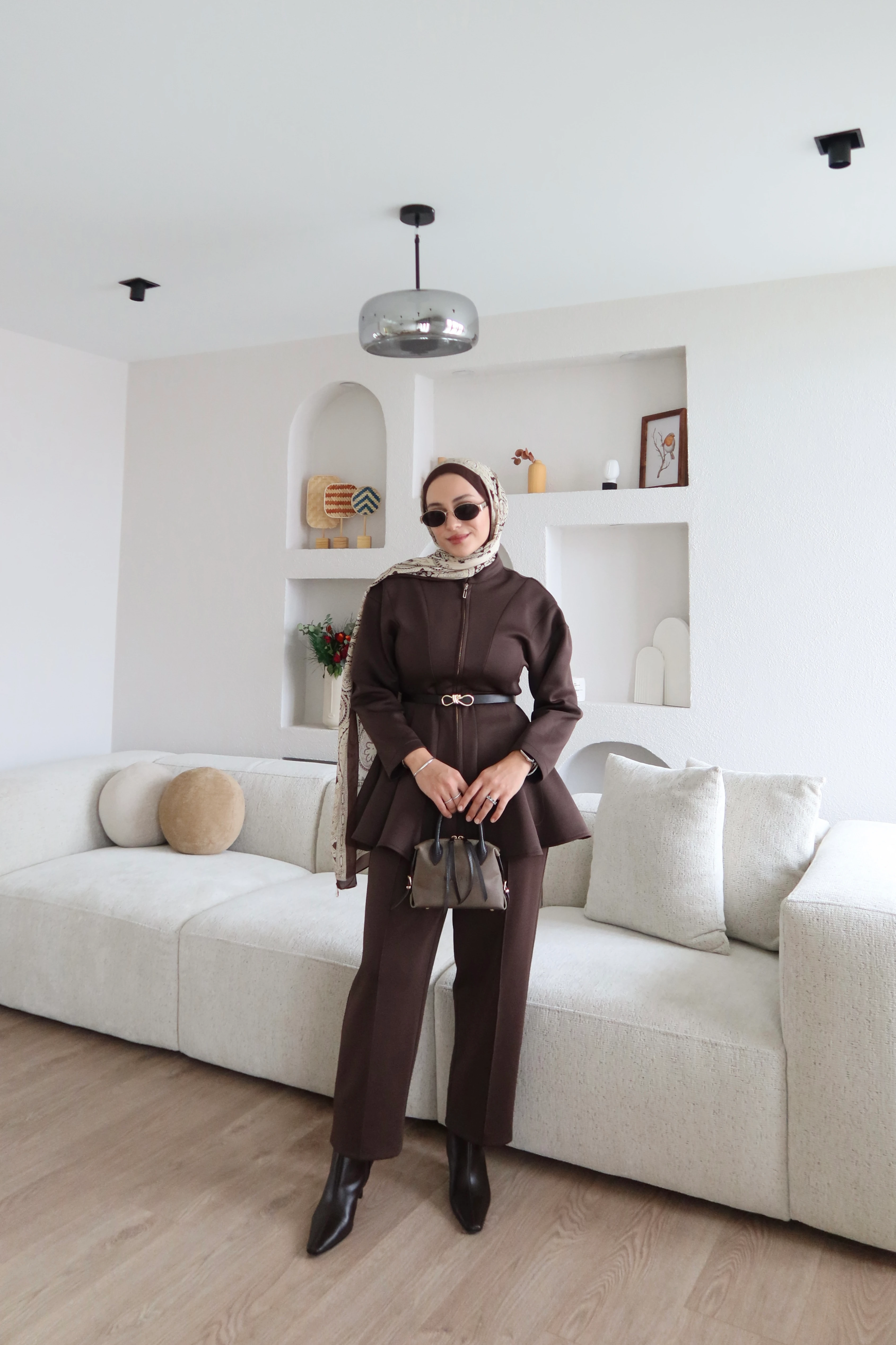 Elleon Fermuarlı Scuba Takım Kahverengi