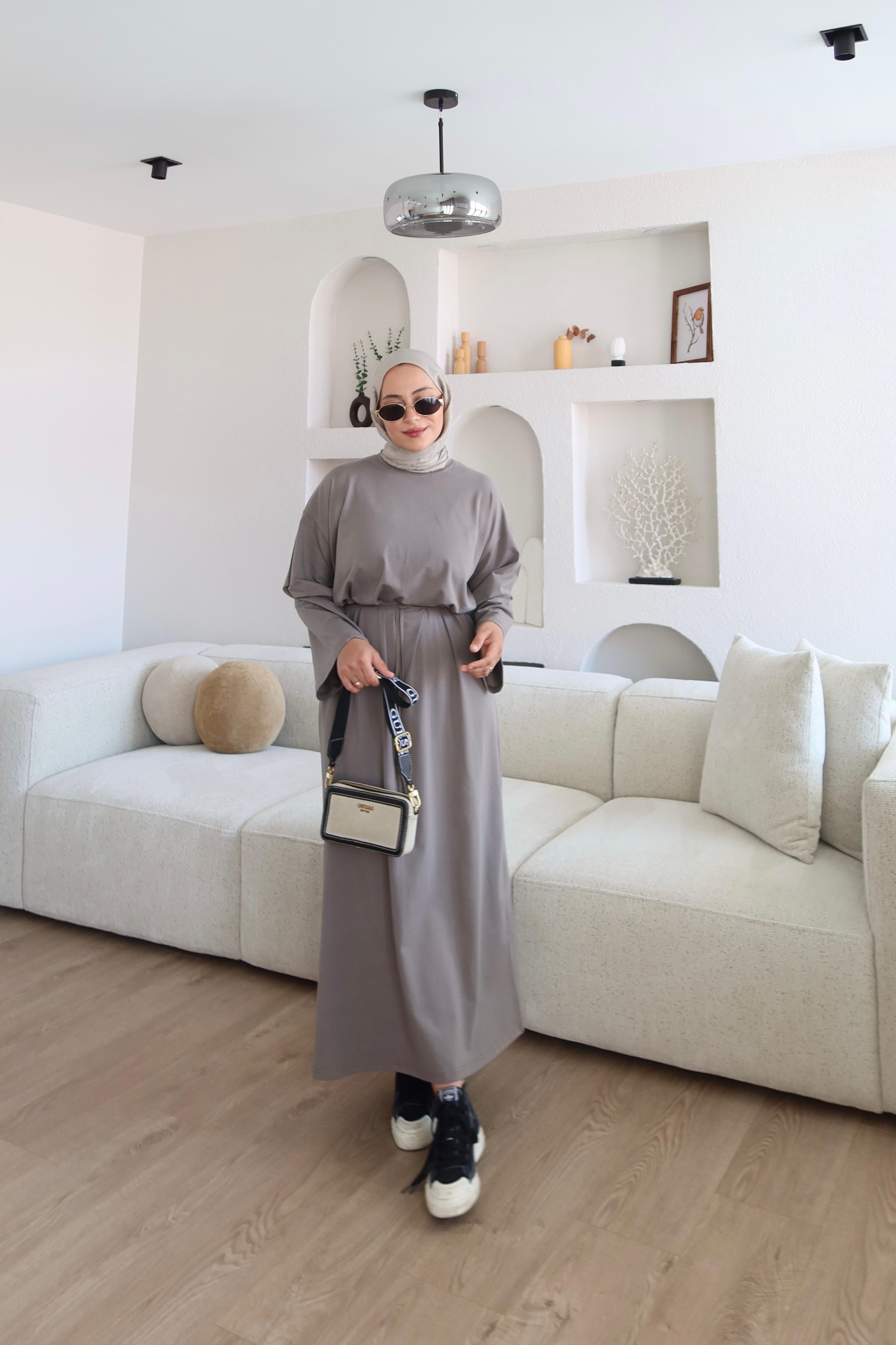Kimono Kol Penye Elbise K. Vizon (Ön Sipariş)