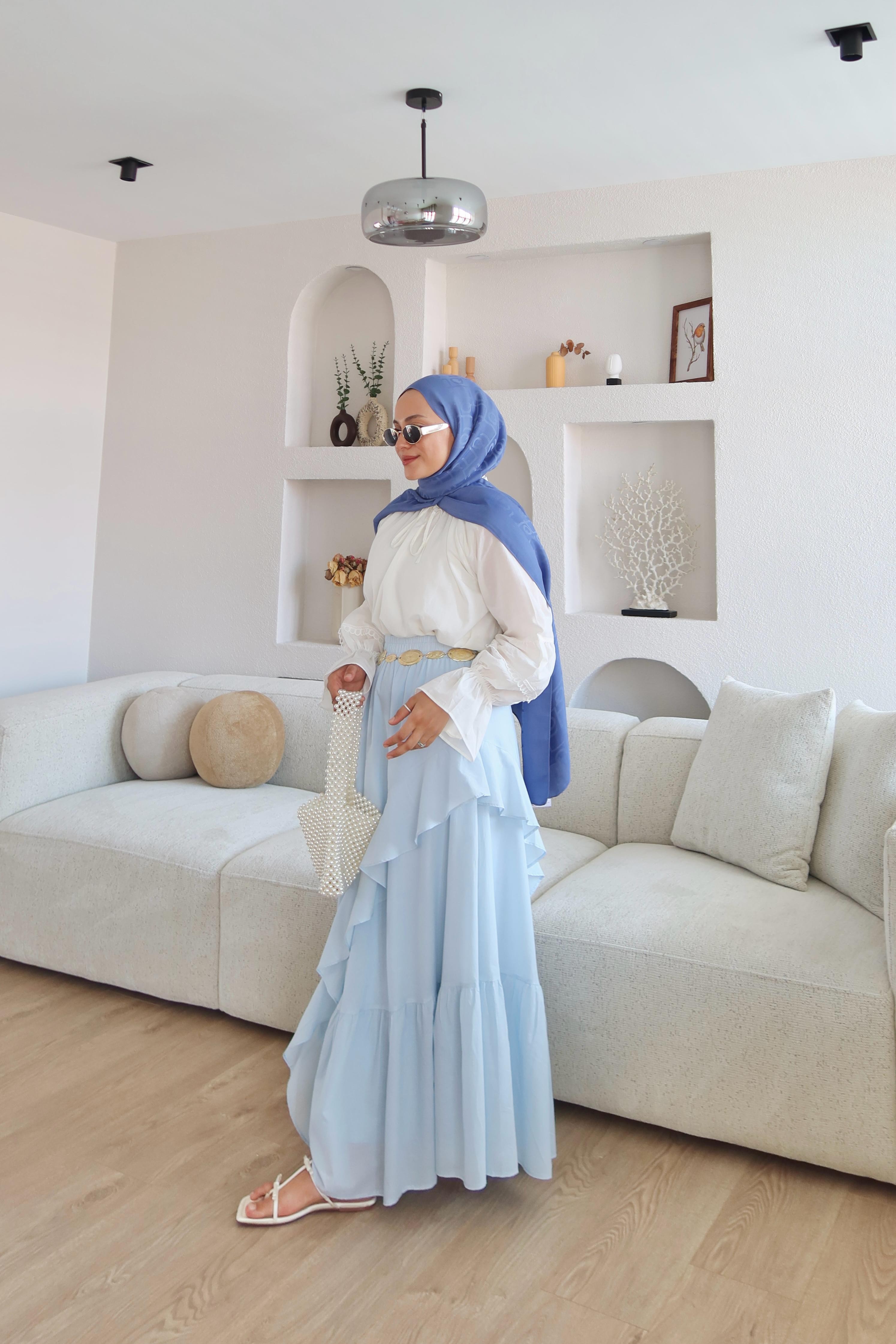 Kimberly Zıt Renkli Vual Takım Bebe Mavisi