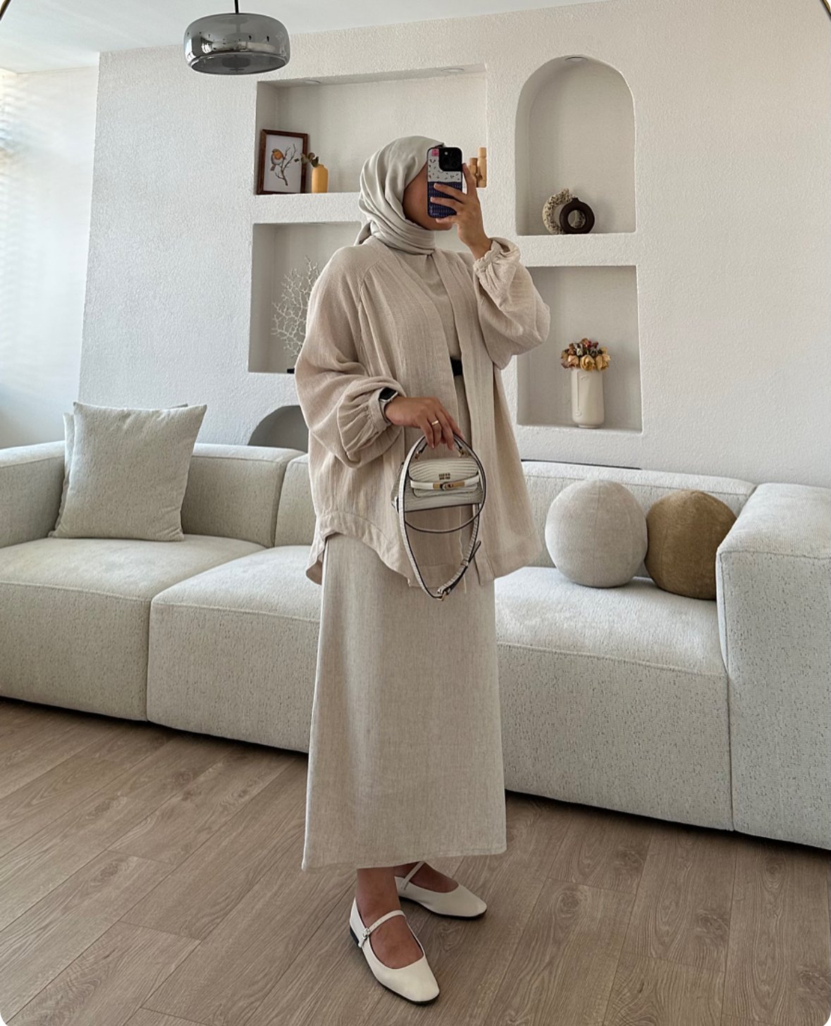 Natural Kimono Pudra X Dökümlü Keten Jile Taş Kombin İndirimi