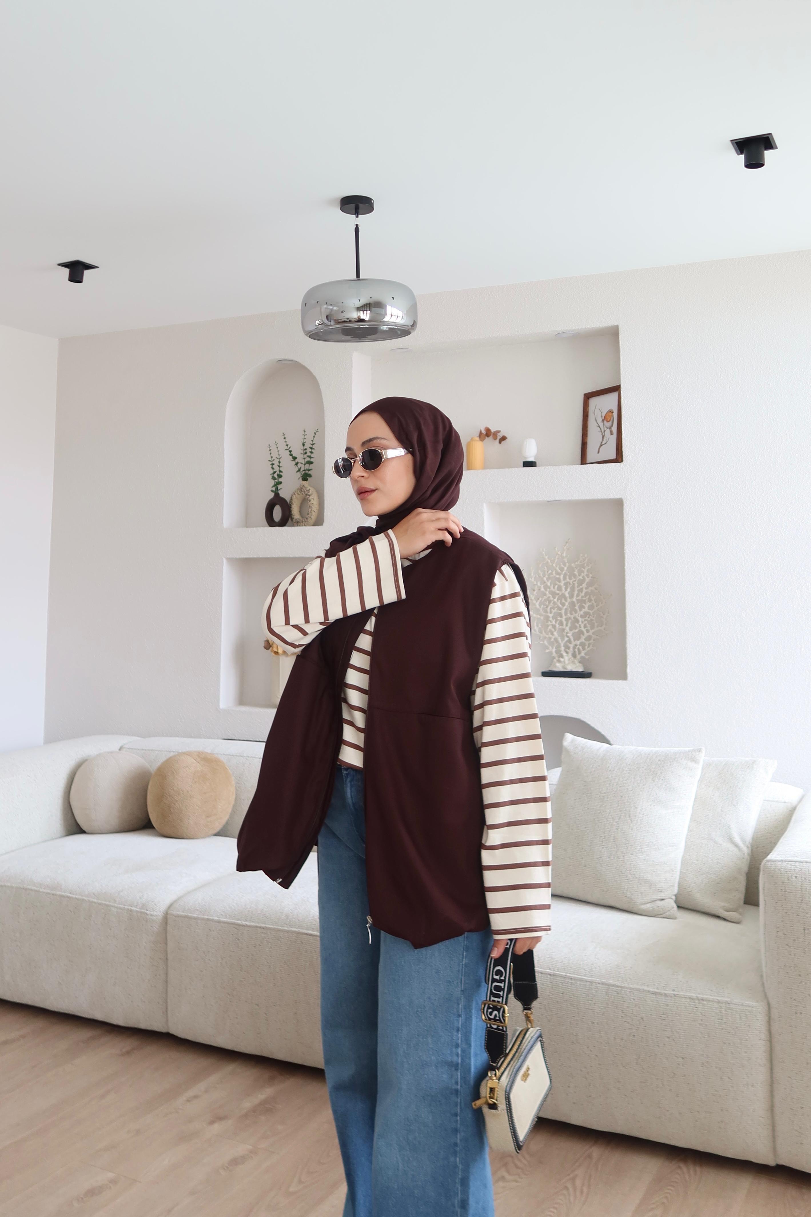 HM Model Bomber Yelek Kahverengi 