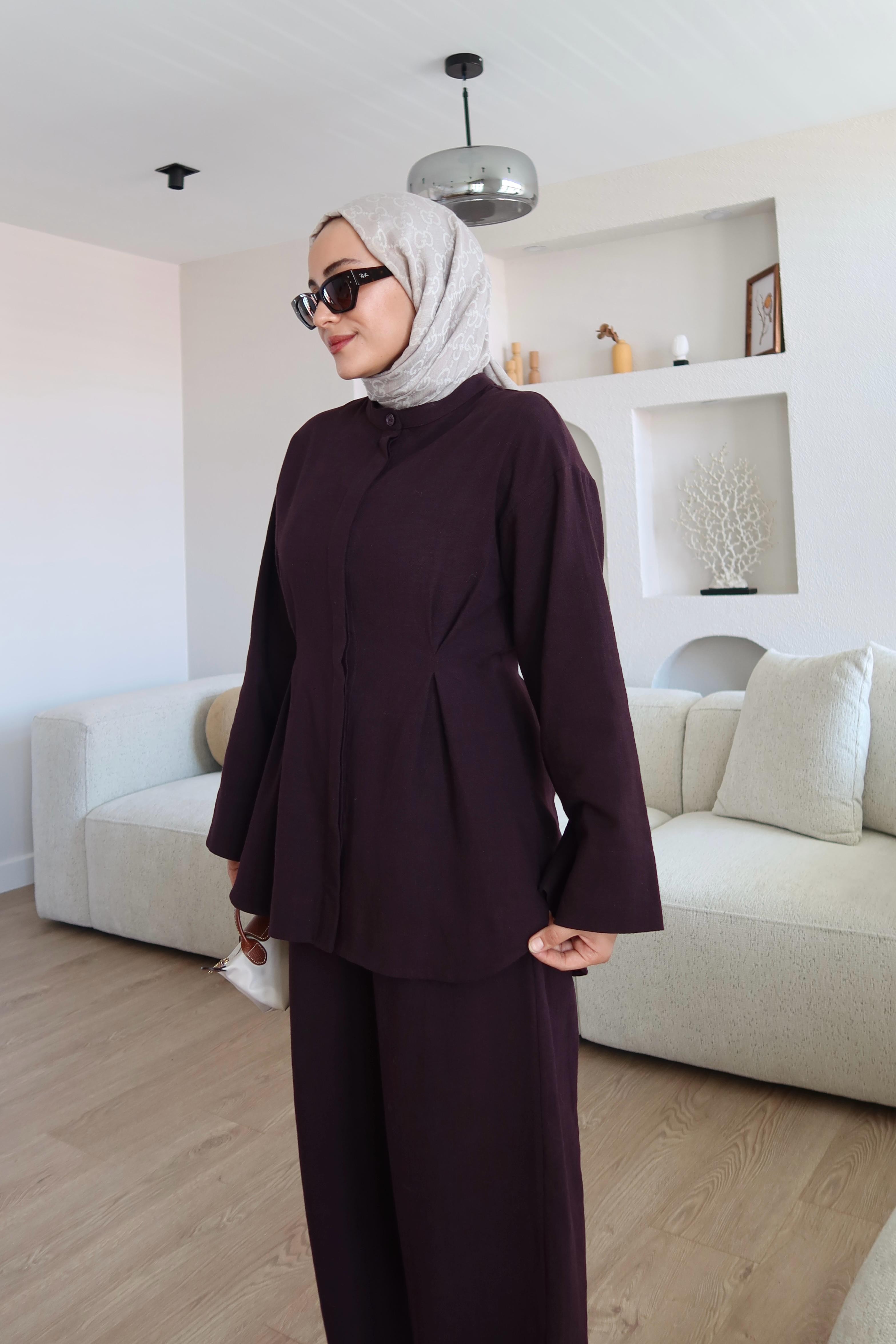 Keten Kumaş Tokyo Takım Bordo