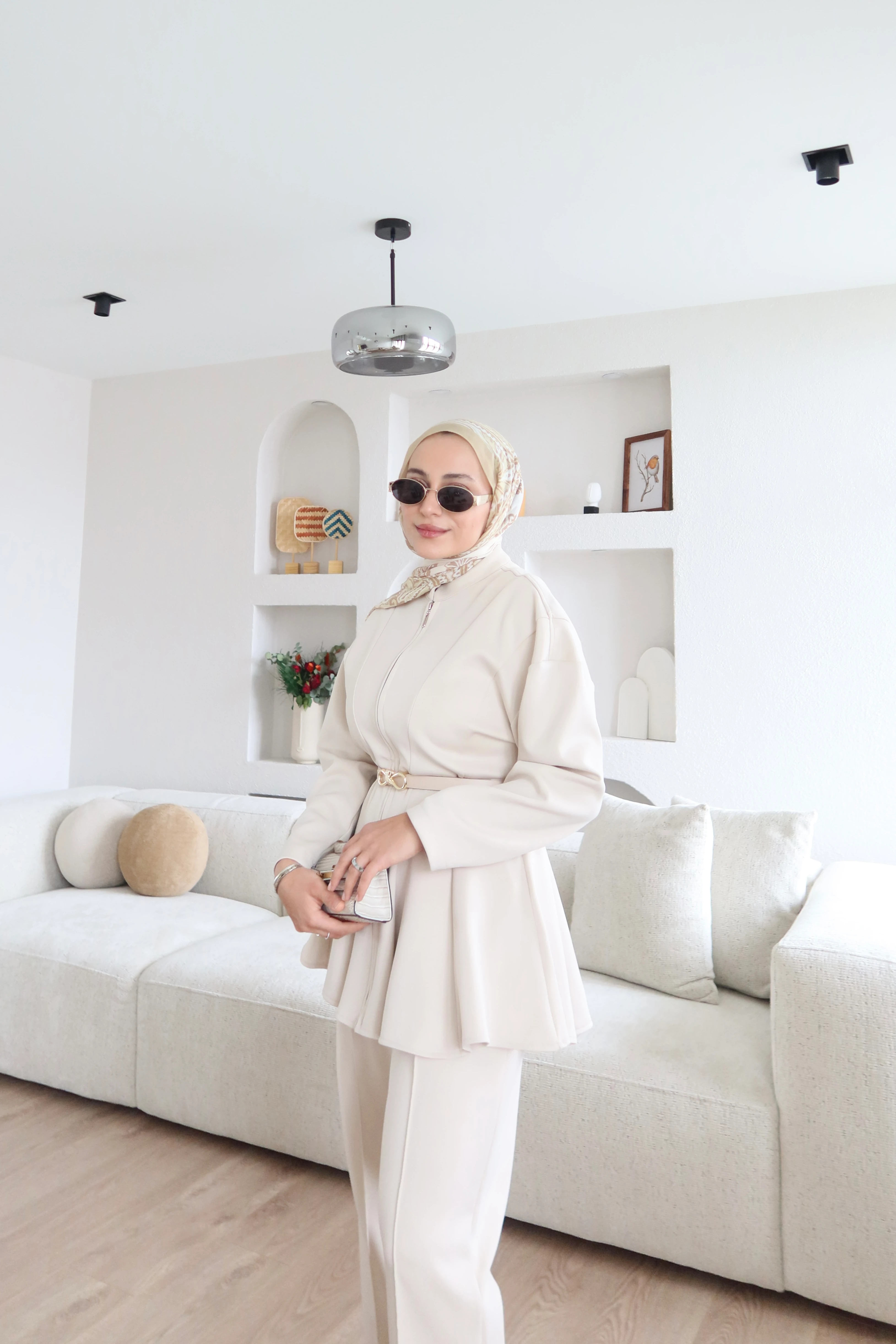 Elleon Fermuarlı Scuba Takım Bej