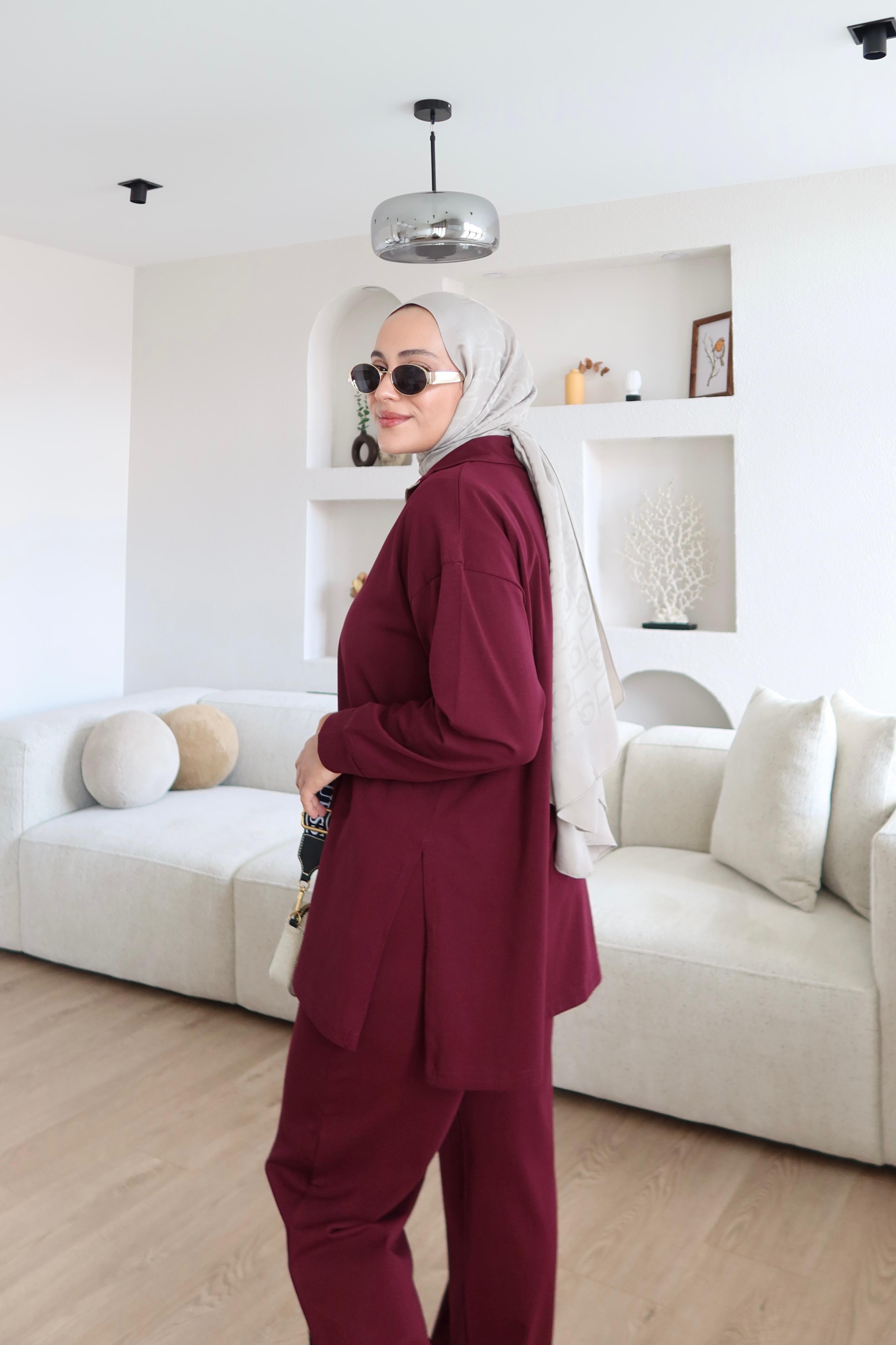 Fermuarlı Basic Üst Bordo (Ön Sipariş)