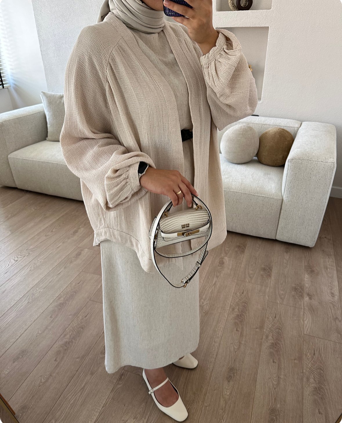 Natural Kimono Pudra X Dökümlü Keten Jile Taş Kombin İndirimi