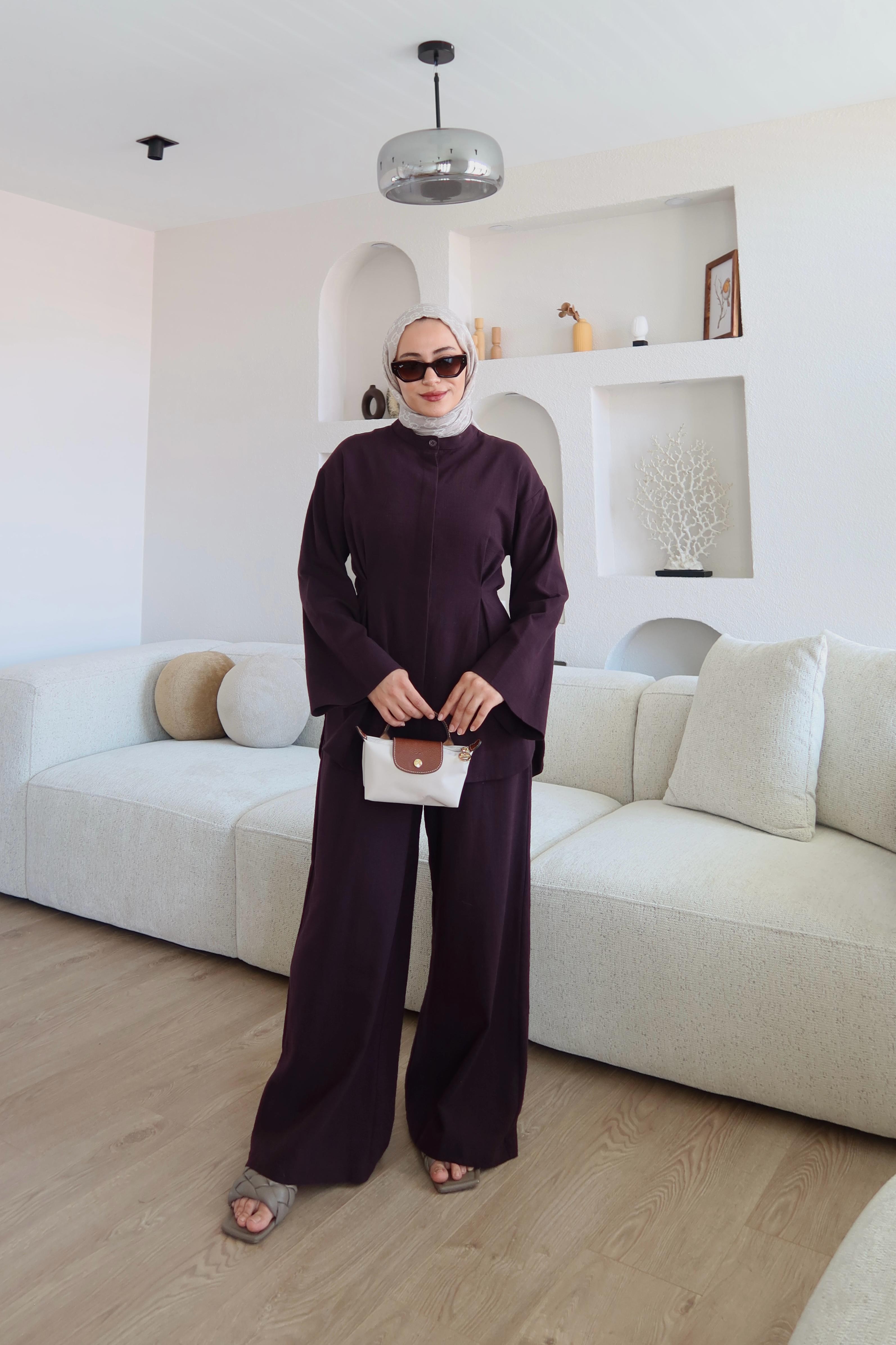 Keten Kumaş Tokyo Takım Bordo