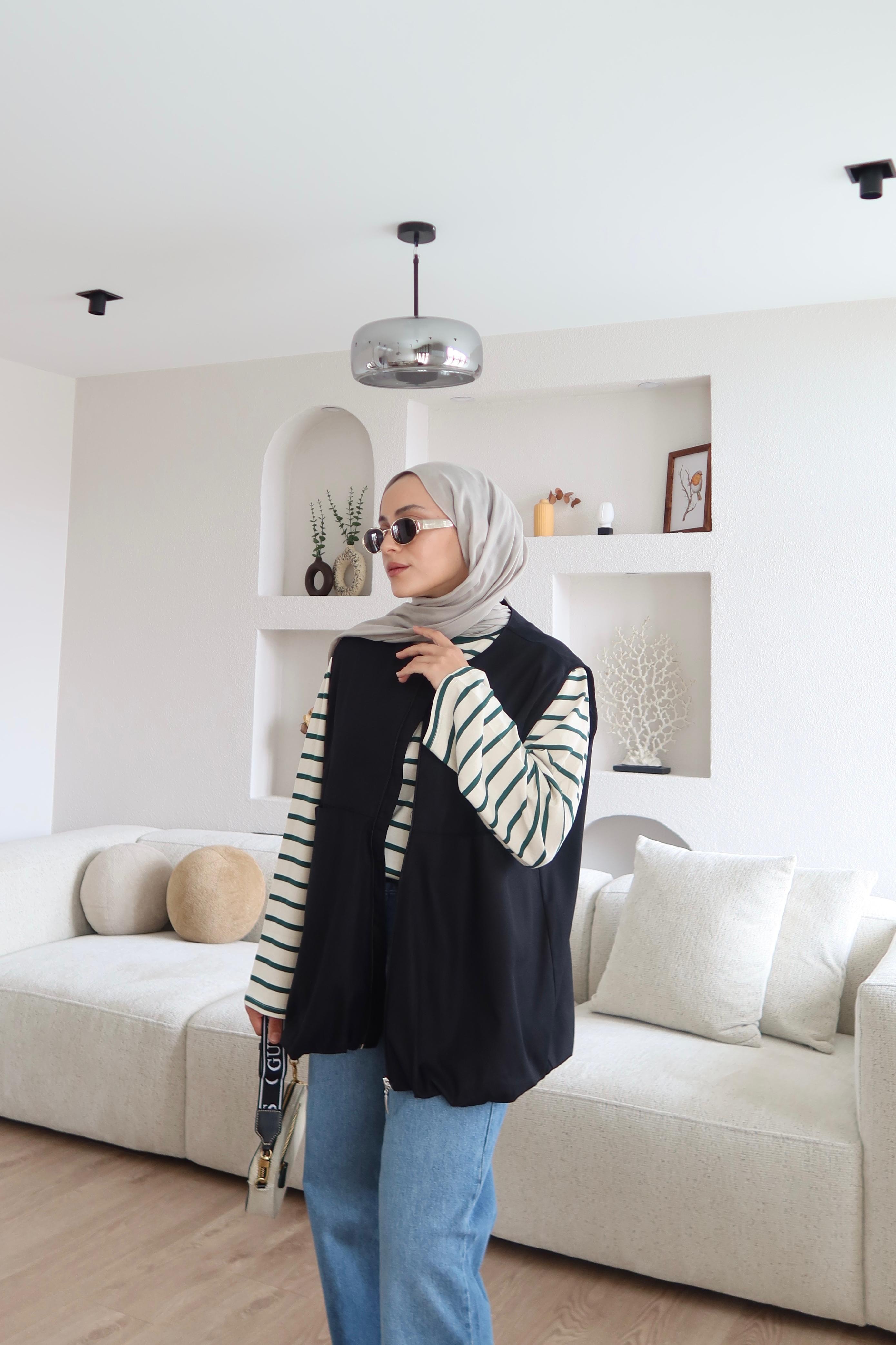 HM Model Bomber Yelek Siyah
