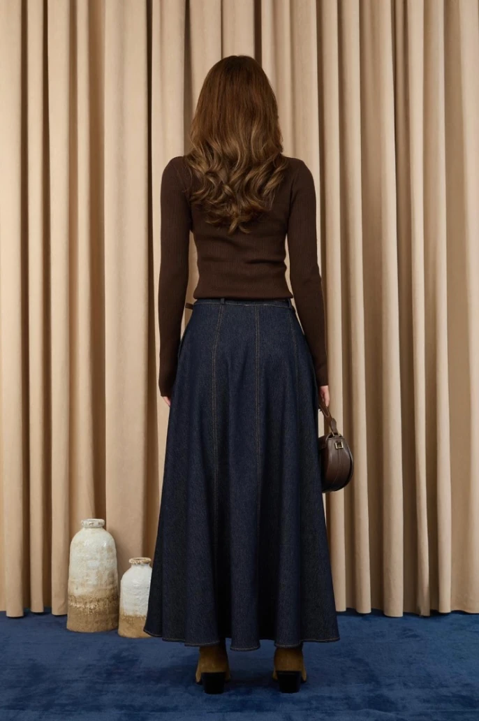 Kadın Kemerli Denim Etek