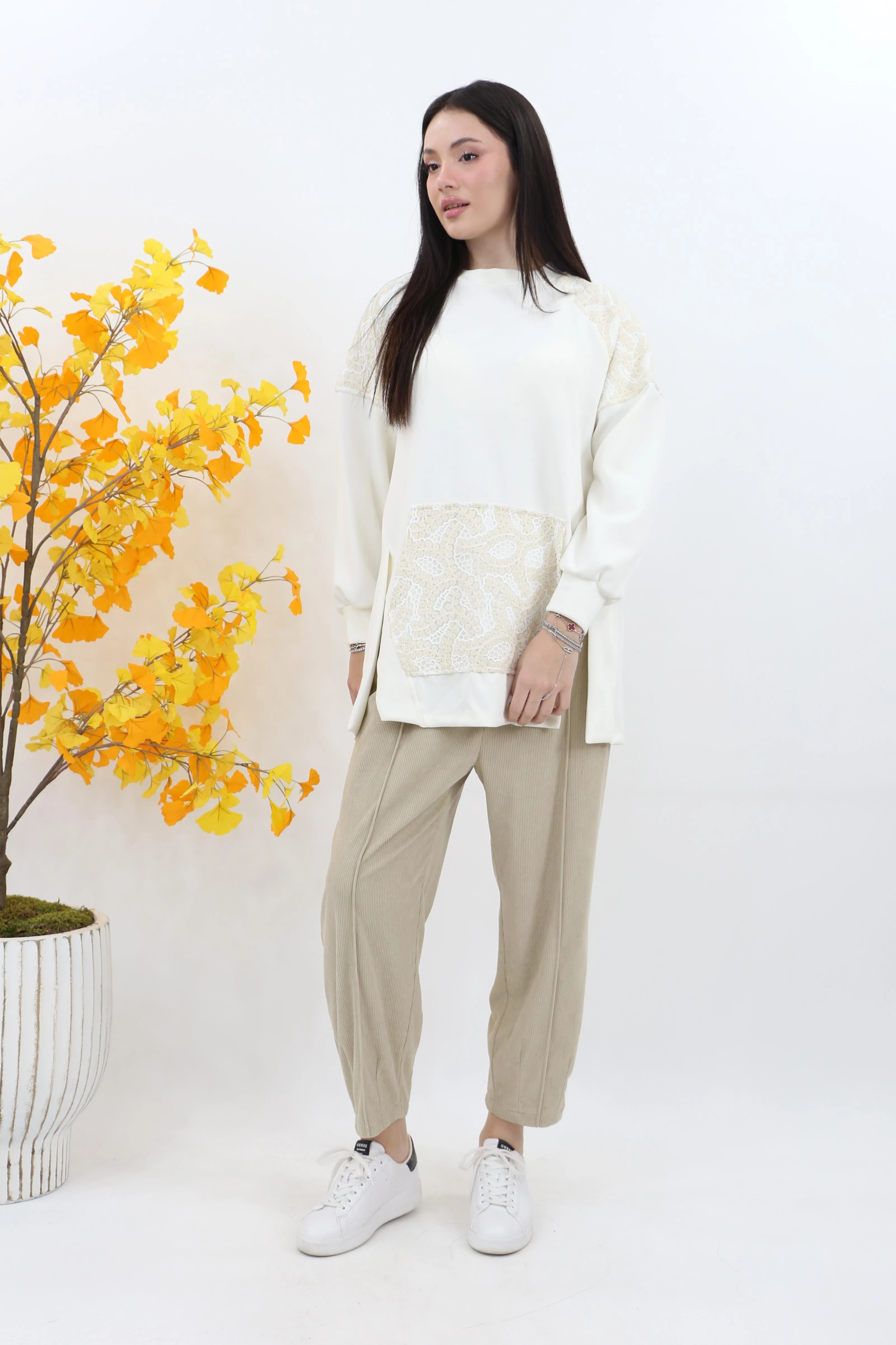 Detaylı dantelli vip tunik