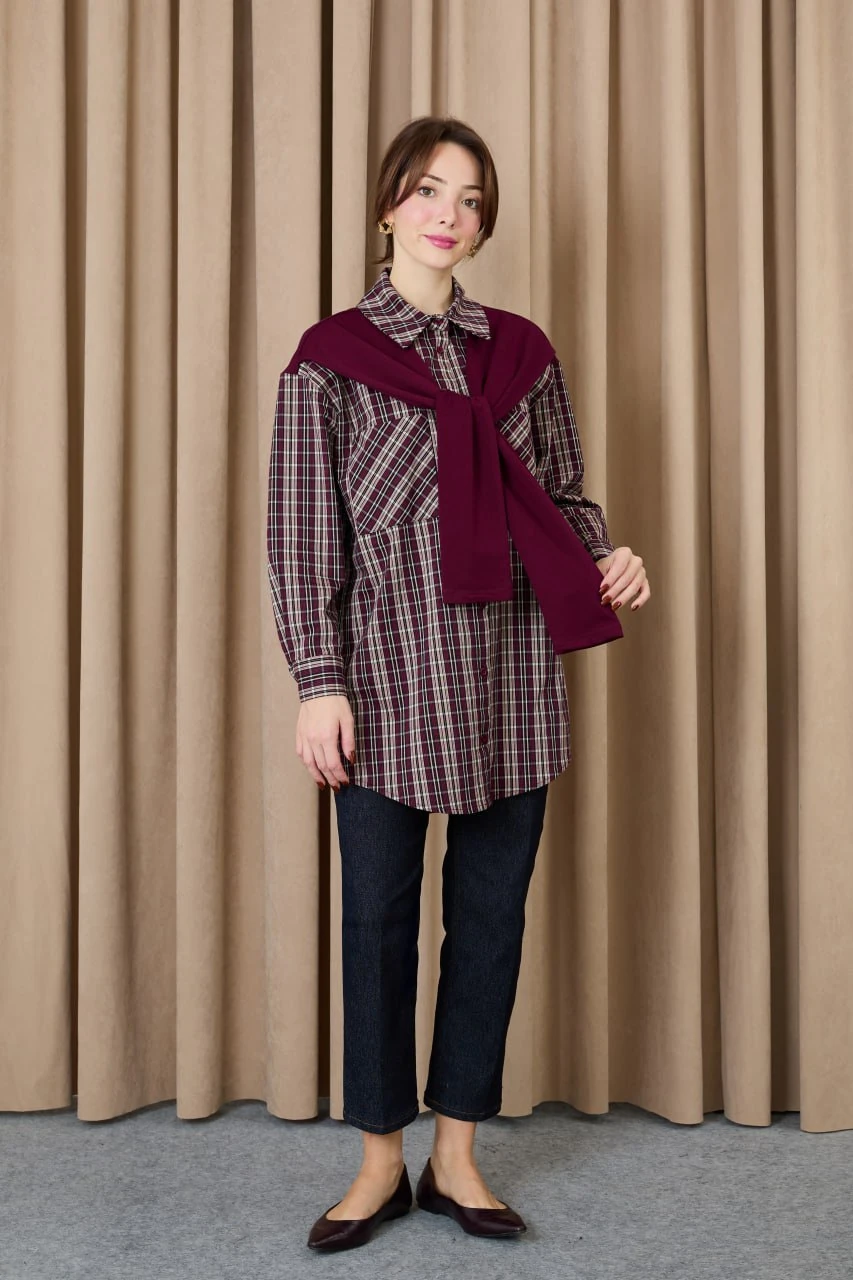 Sweat Detaylı Kareli Gömlek